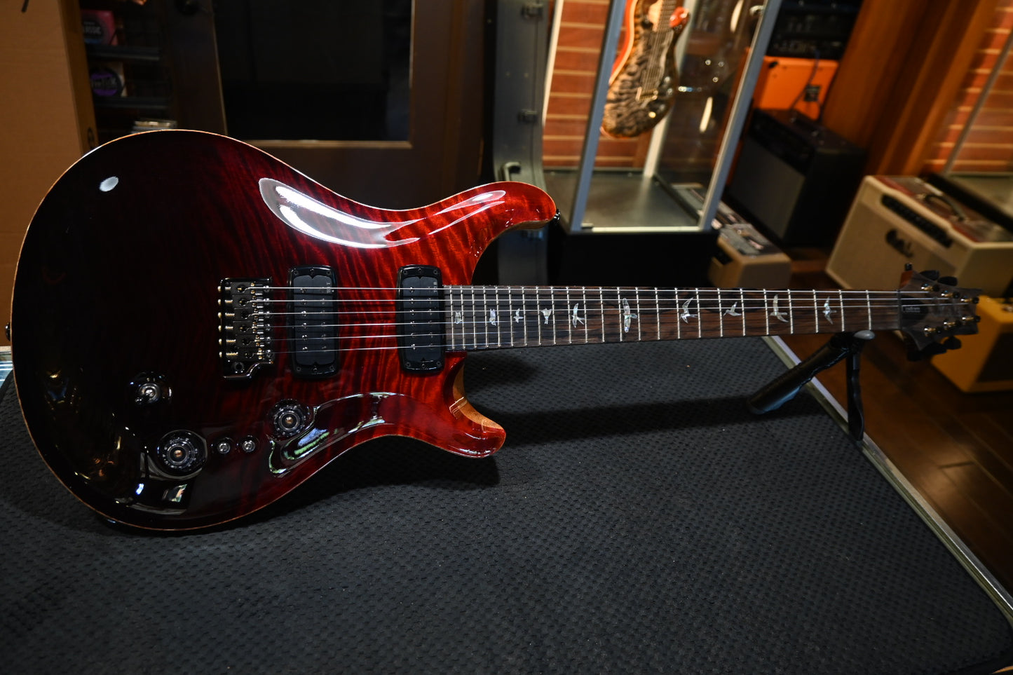 PRS Custom 24-08 Mango Limited Edition - Fire Red to Grey Black Fade Guitar #4078