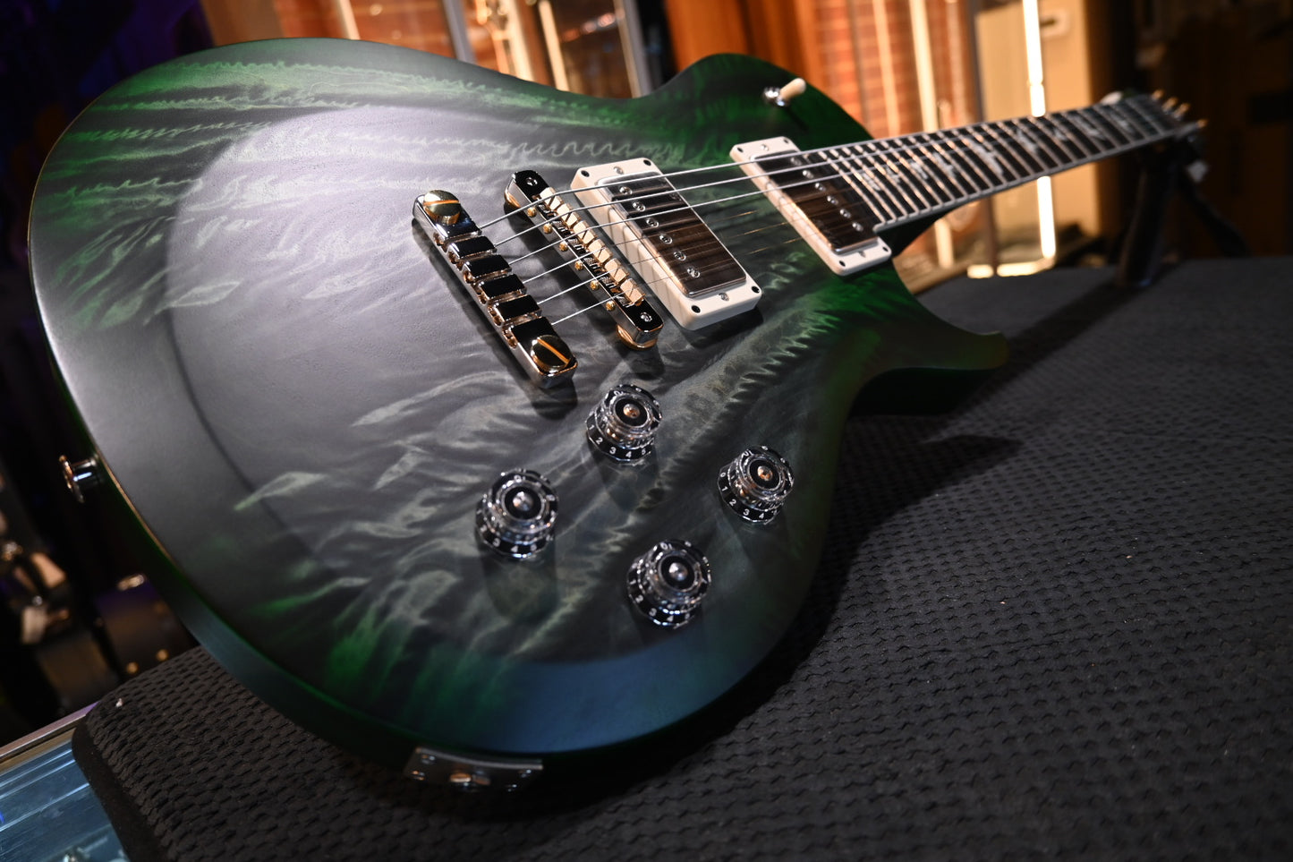 PRS Wood Library S2 McCarty SC 594 Single-Cut Angel Step Quilt - Faded Gray Black Green Burst Guitar #9199