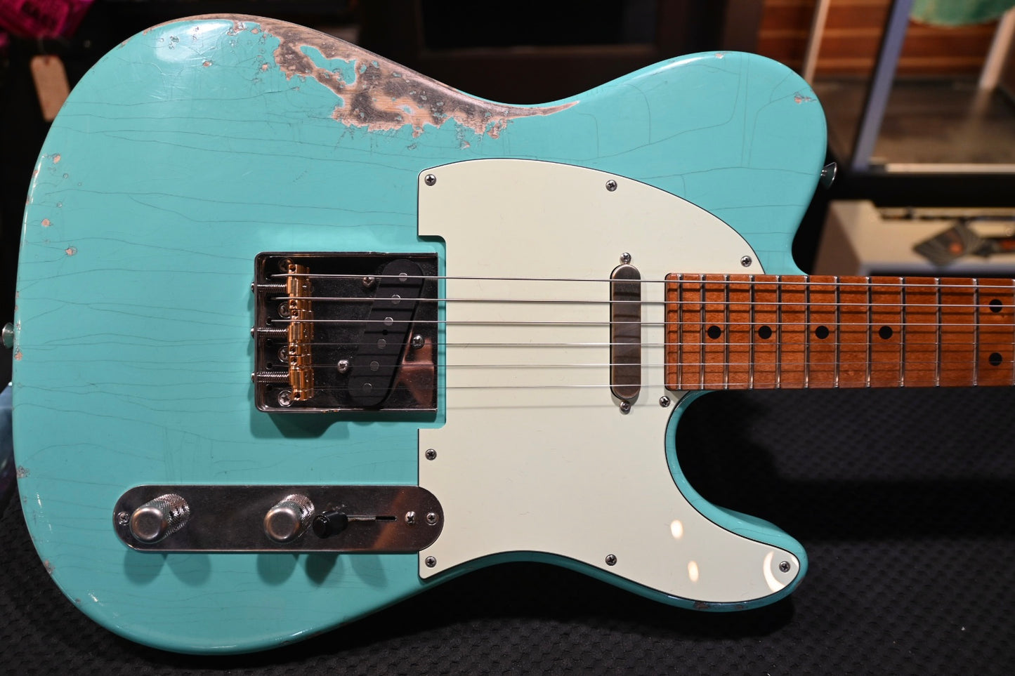 Tom Anderson T Icon In-Distress - Seafoam Green Guitar #725N - Danville Music