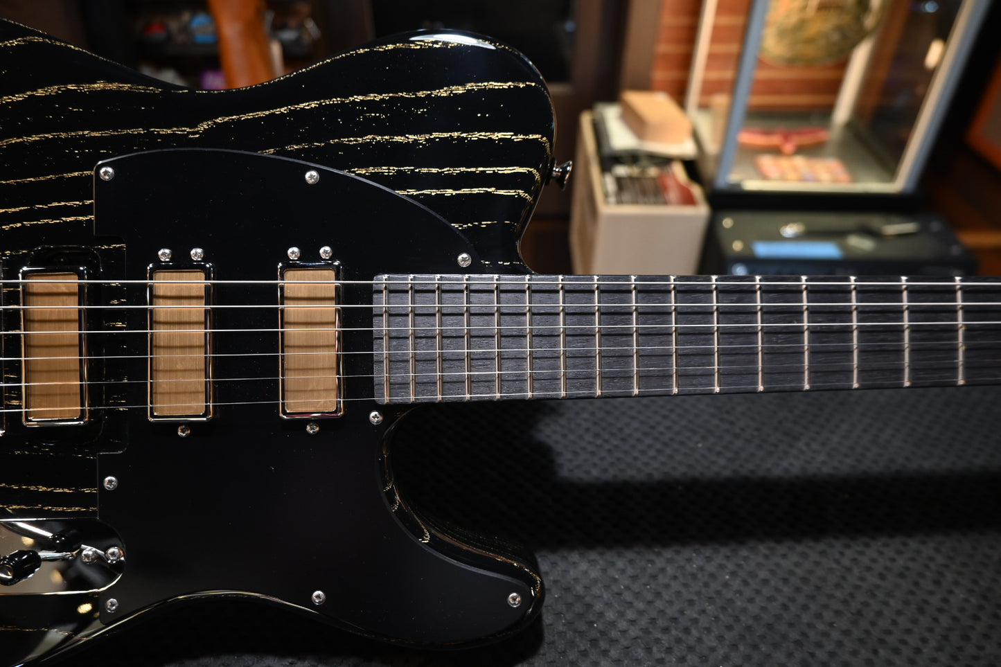 Tom Anderson Guitarworks T Classic - Black with Gold Doghair Guitar #526P