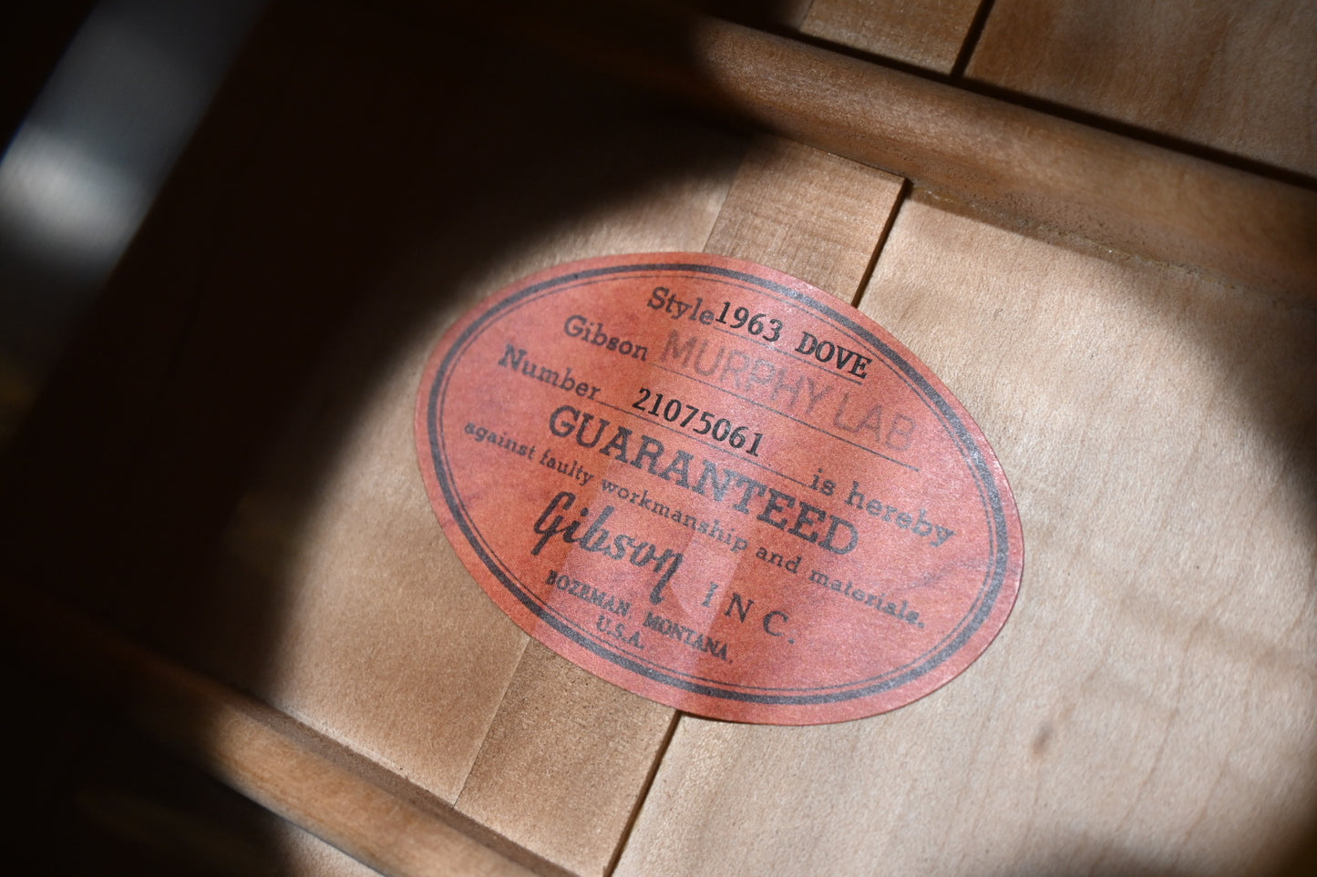 Gibson Custom Shop 1963 Dove Murphy Lab Light-Aged - Dark Natural Guitar #5061