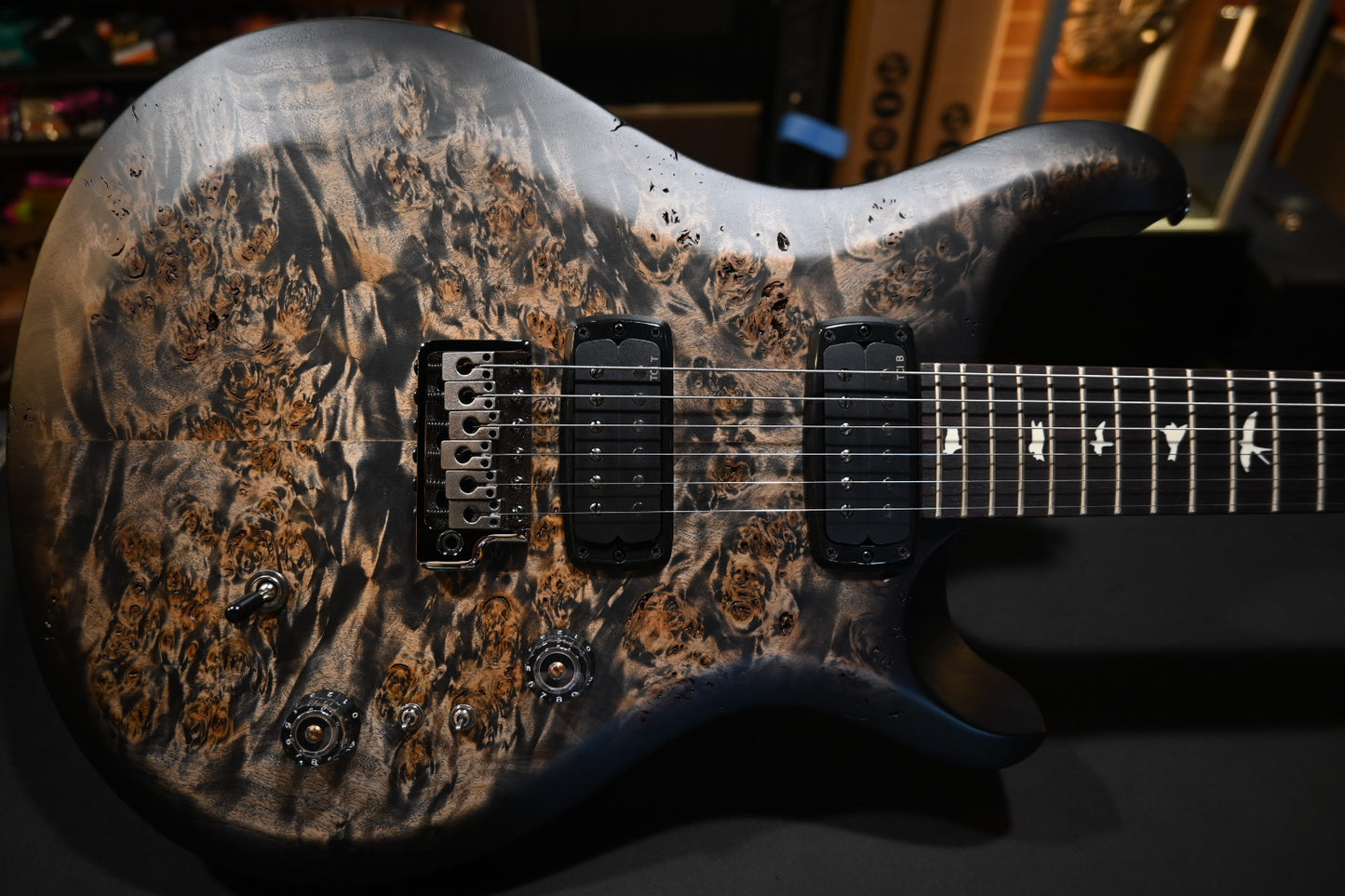 PRS Wood Library S2 Custom 24-08 Poplar Burl Limited Edition - Charcoal Burst Guitar #8749