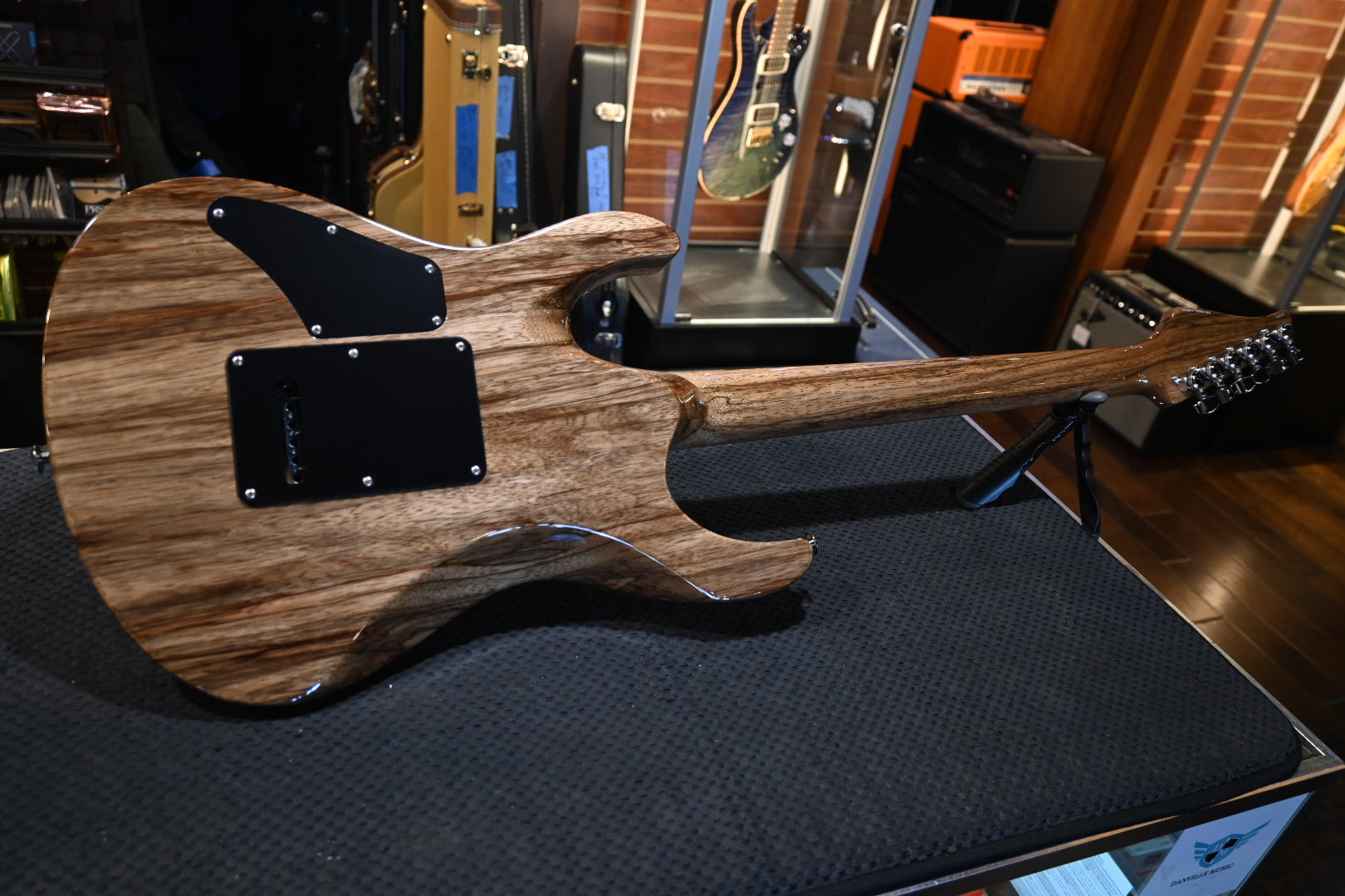 Suhr Custom Modern Carved Top Set Neck Waterfall Burl - Trans Green Guitar #5121 - Danville Music