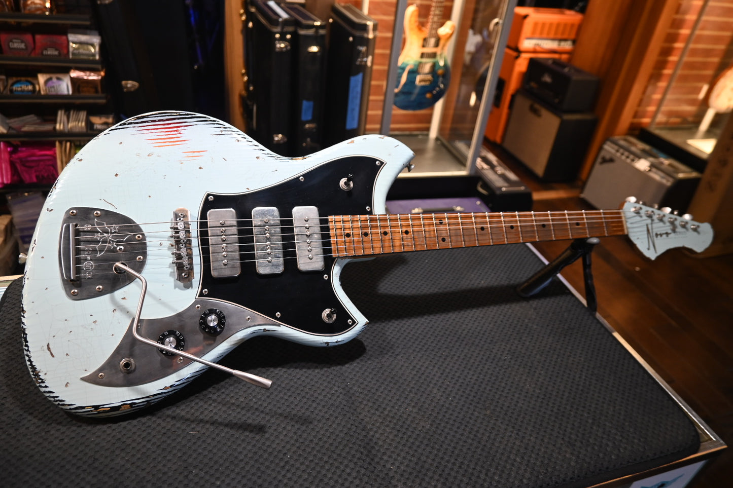 Novo Custom Serus J P3 - Sonic Blue over ‘64 3-Tone Burst Guitar #1439 - Danville Music