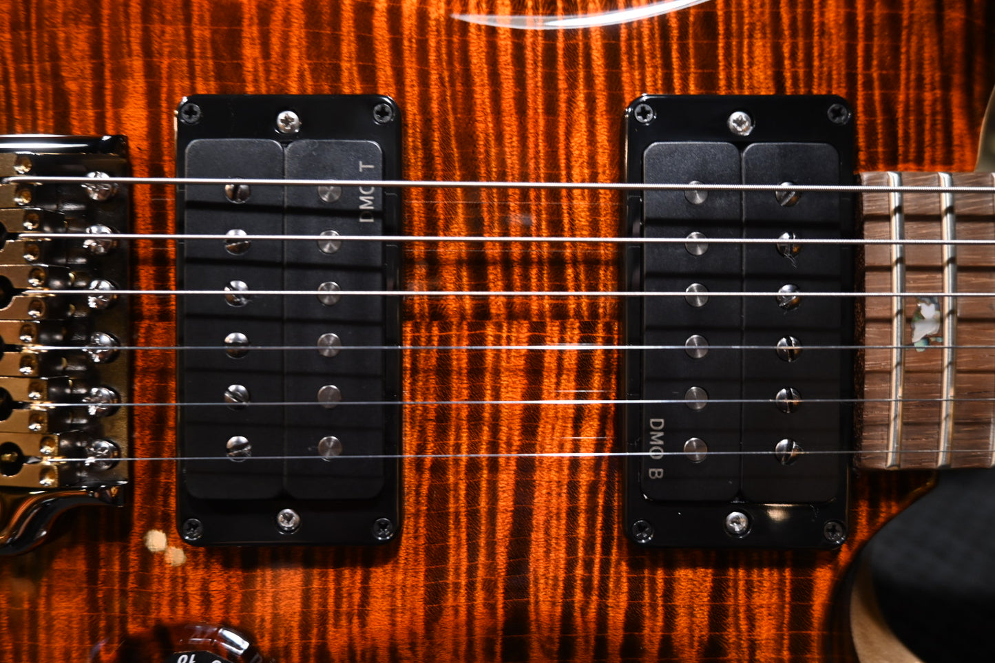 PRS Wood Library Custom 24 Semi-Hollow 10-Top DMO Pickups Brazilian Rosewood - Orange Tiger/Natural Back Guitar #9552