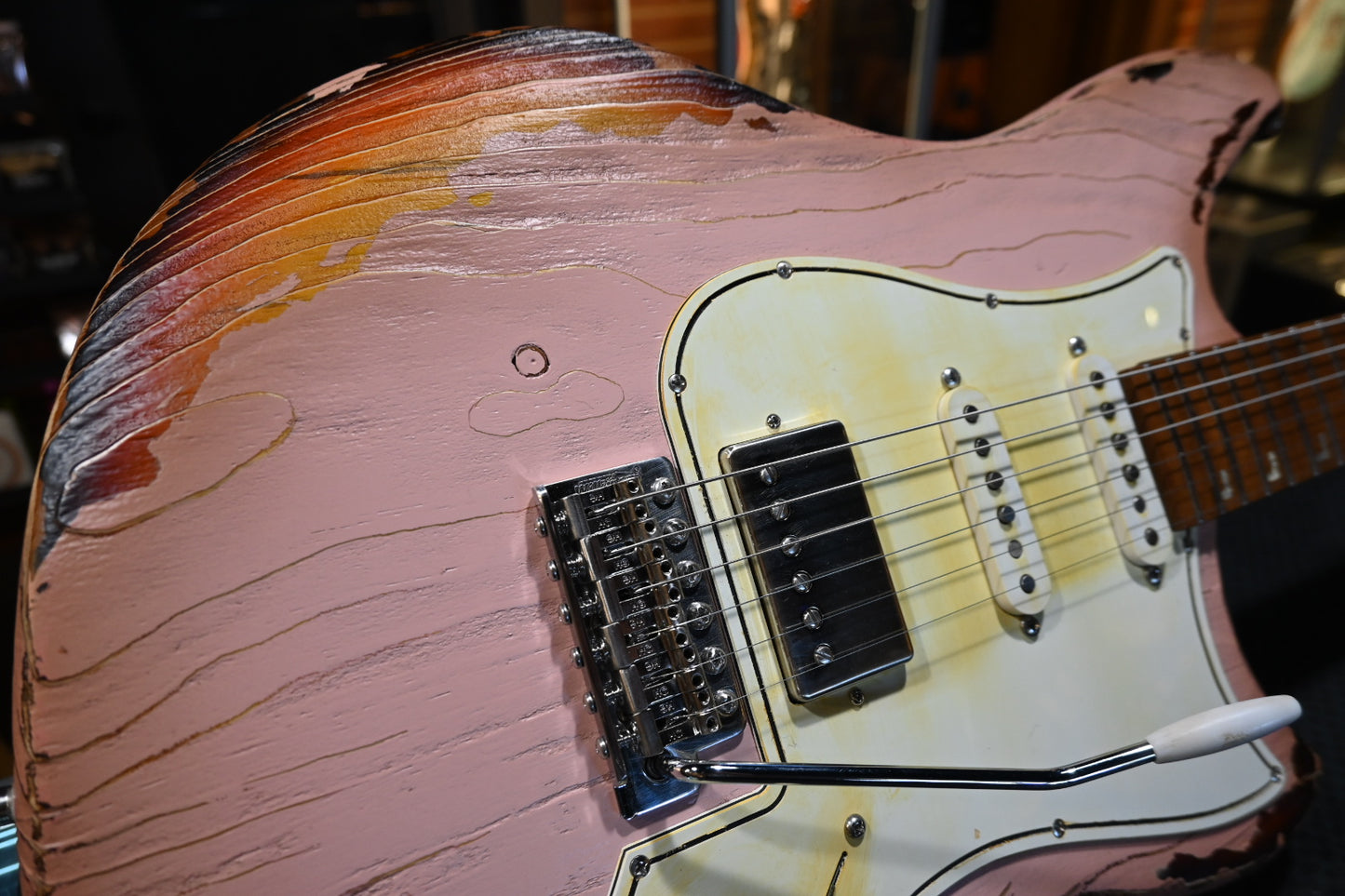 Kauer Electronliner 2026 - Weathered Shell Pink over 3-Tone Sunburst Guitar #157