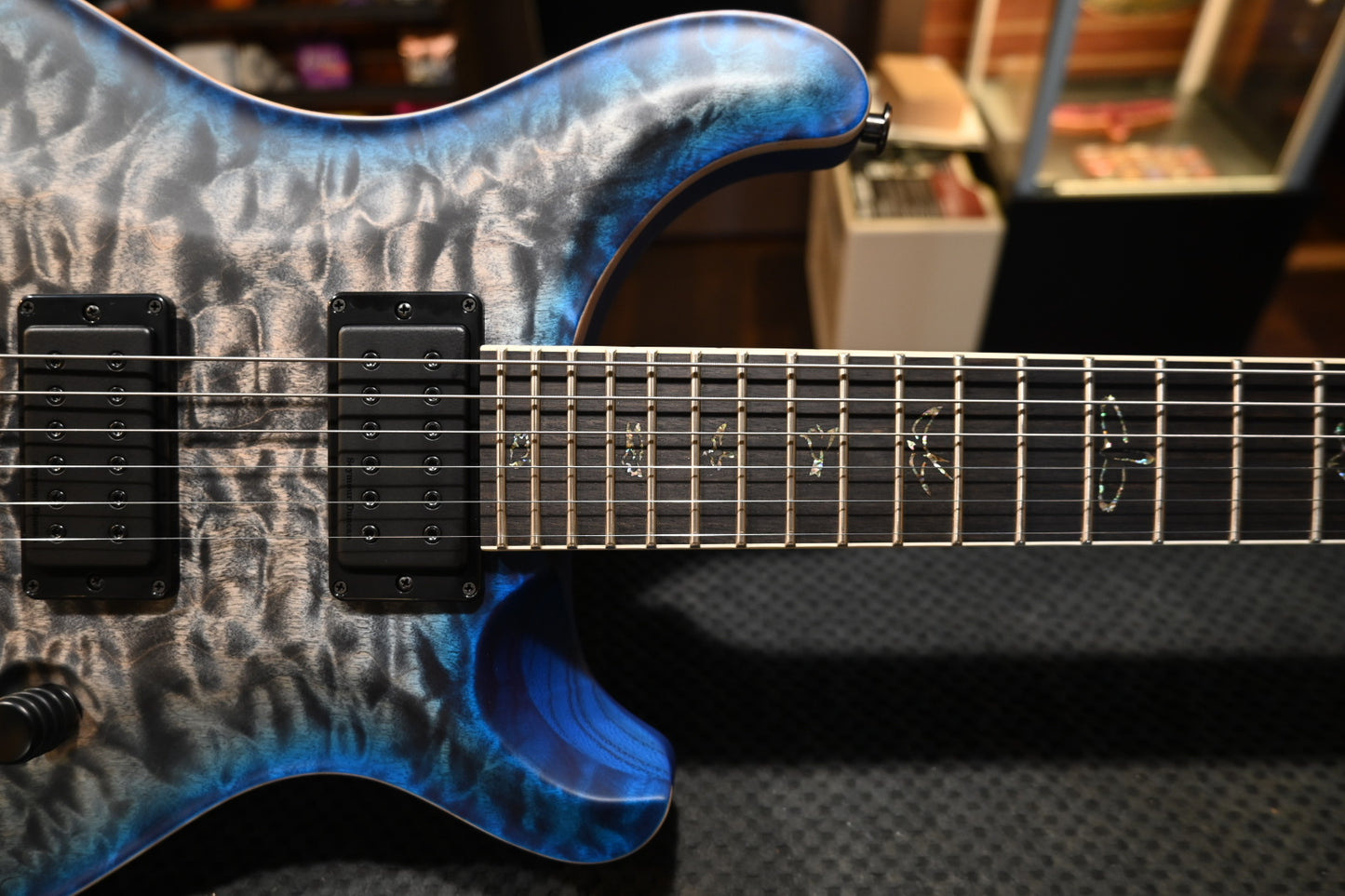 PRS Wood Library Holcomb 10-Top Quilt - Charcoal Blue Burst Satin Guitar #1495