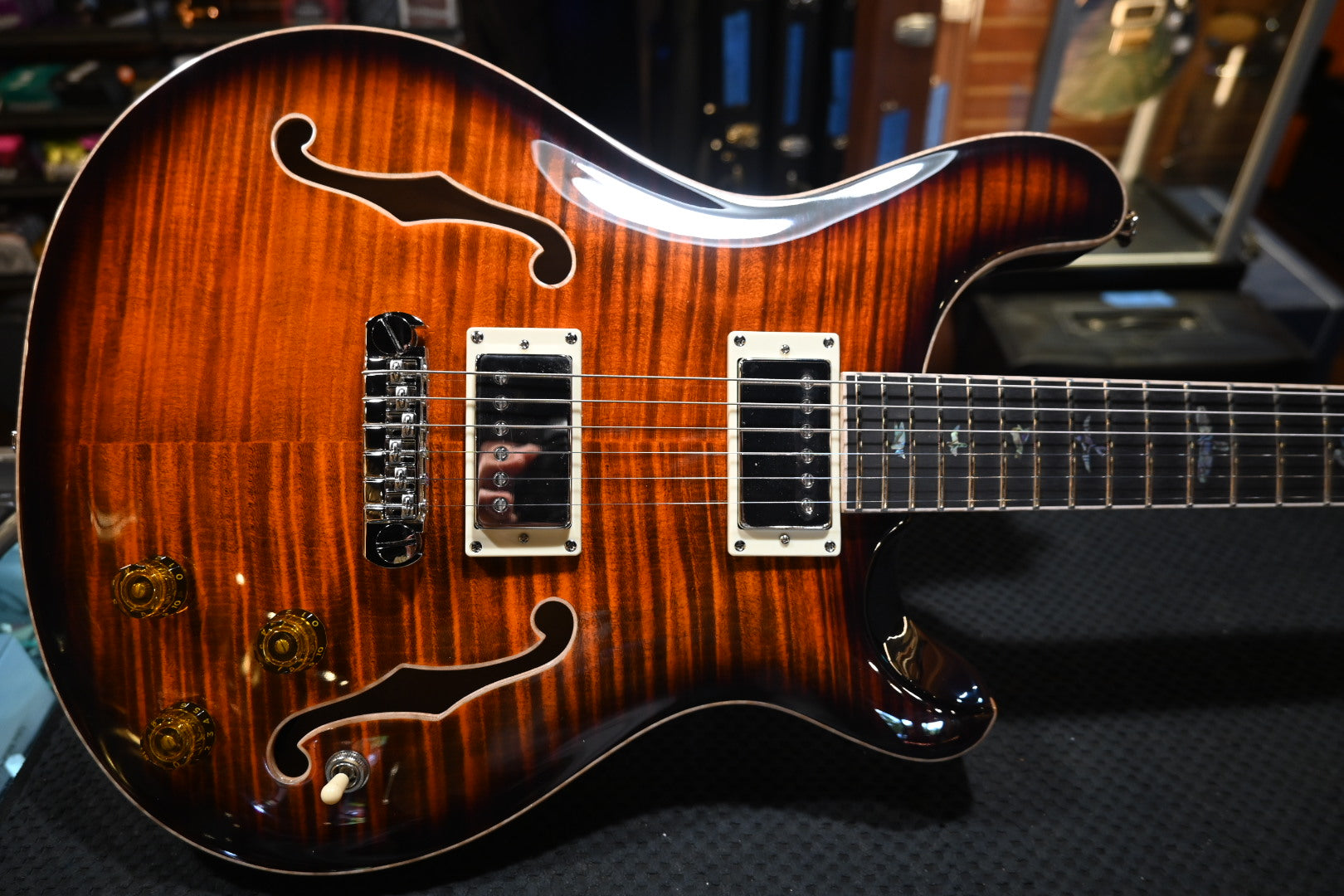 PRS SE Hollowbody II Piezo - Orange Tiger Smokeburst Guitar #5744 - Danville Music
