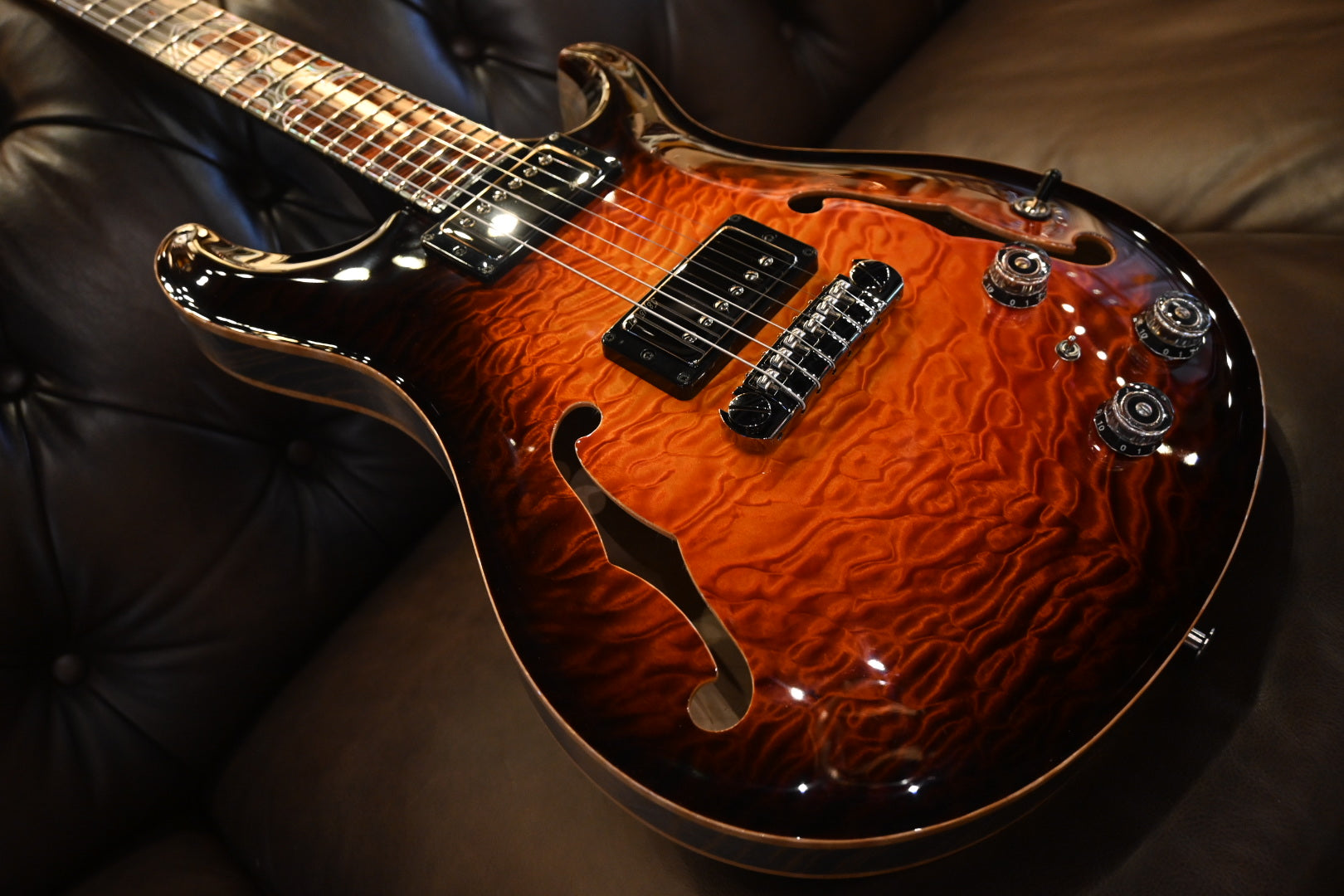 PRS Private Stock Hollowbody II Piezo Gothic - Electric Tiger Glow Guitar #10564 - Danville Music