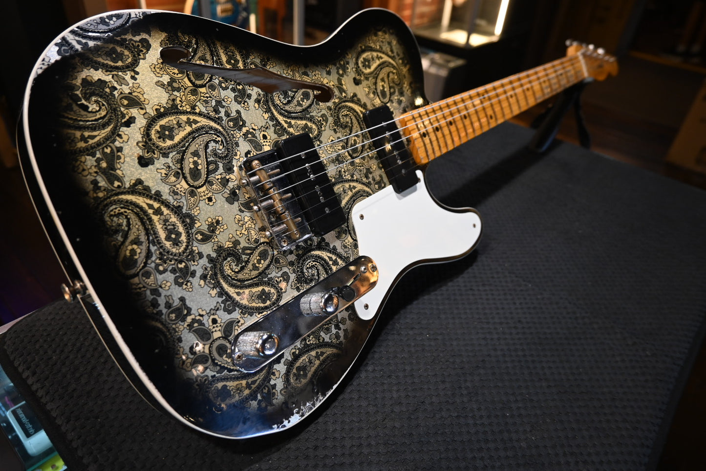 Fender Custom Shop LTD Dual P-90 Telecaster Relic 2023 - Aged Black Paisley Guitar #1877 - Danville Music