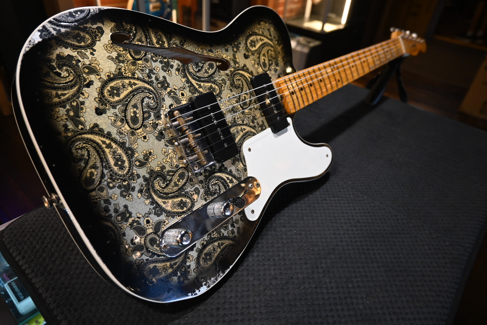 Fender Custom Shop LTD Dual P-90 Telecaster Relic 2023 - Aged Black Paisley Guitar #1877 - Danville Music