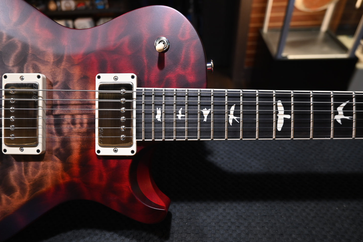 PRS S2 Wood Library McCarty SC 594 Single-Cut Quilt - Faded Gray Black Cherry Burst Satin Guitar #9641