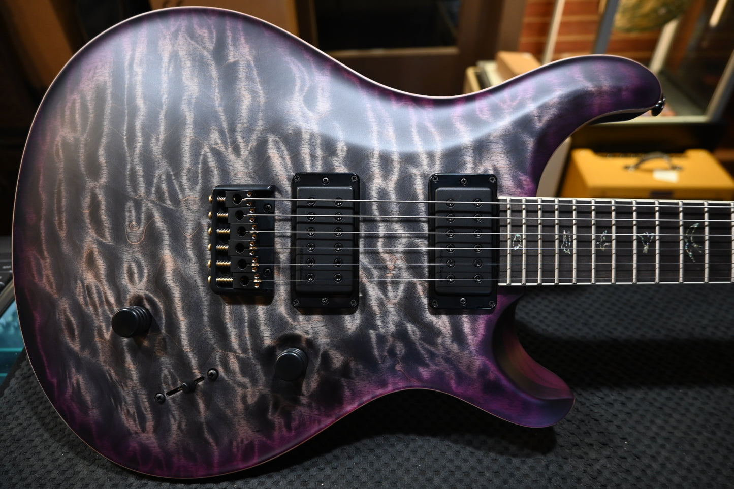 PRS Wood Library Holcomb 10-Top One-Piece Quilt - Charcoal Purple Burst Satin Guitar #2635