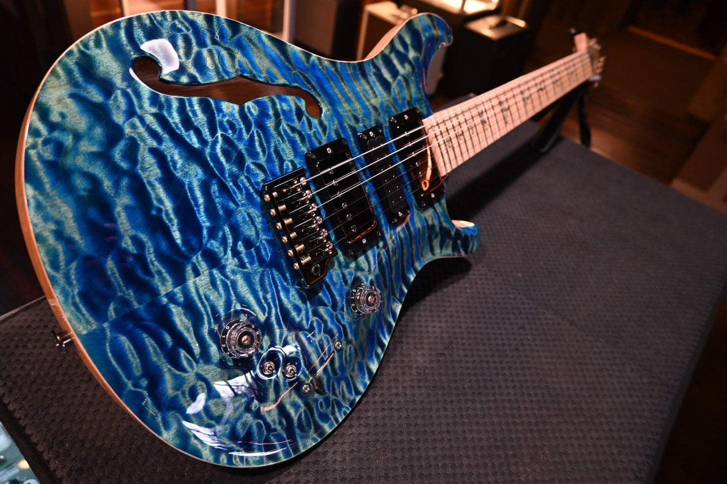 PRS Wood Library Special Semi-Hollow 10-Top Quilt Swamp Ash - River Blue Guitar #5200 - Danville Music