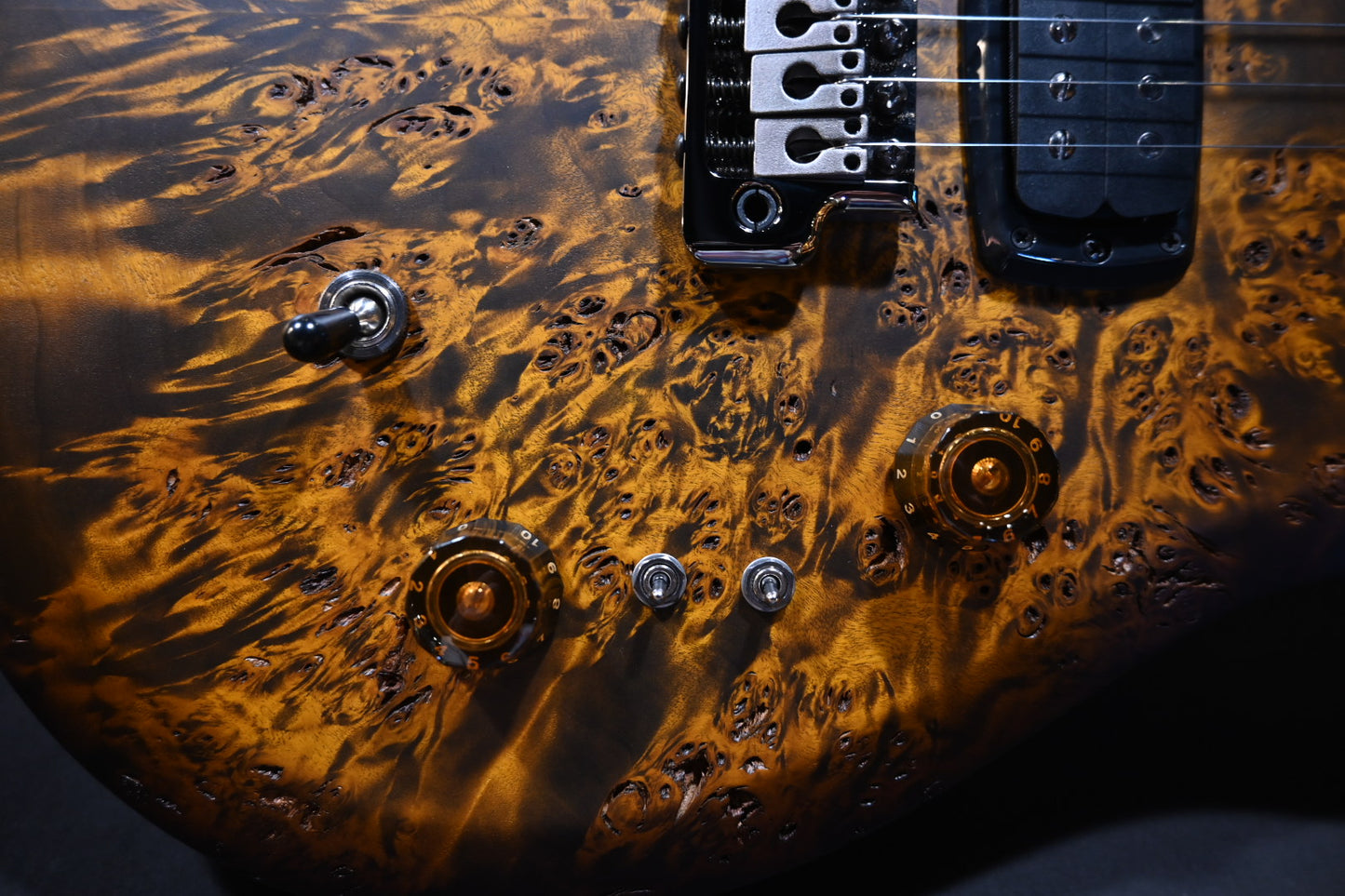 PRS Wood Library S2 Custom 24-08 Poplar Burl Limited Edition - Black Gold Burst Guitar #8783
