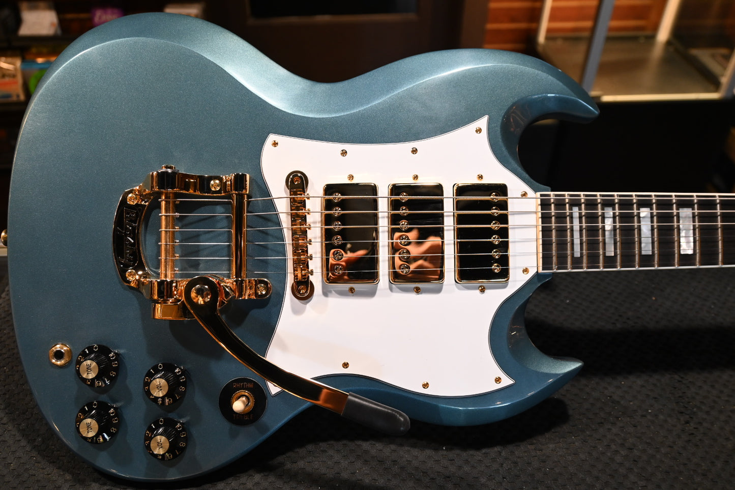 Gibson Custom Shop 1963 Les Paul SG Custom 3-Pickup Bigsby VOS “Hendrix” PSL - Pelham Blue Guitar #4363
