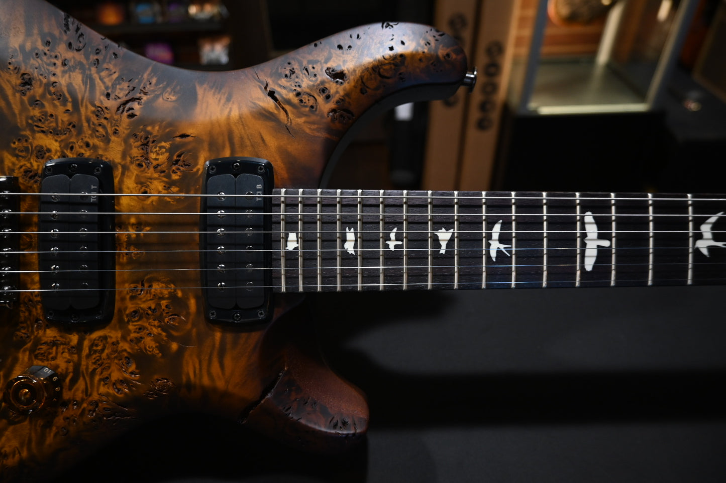 PRS Wood Library S2 Custom 24-08 Poplar Burl Limited Edition - Black Gold Burst Guitar #8783