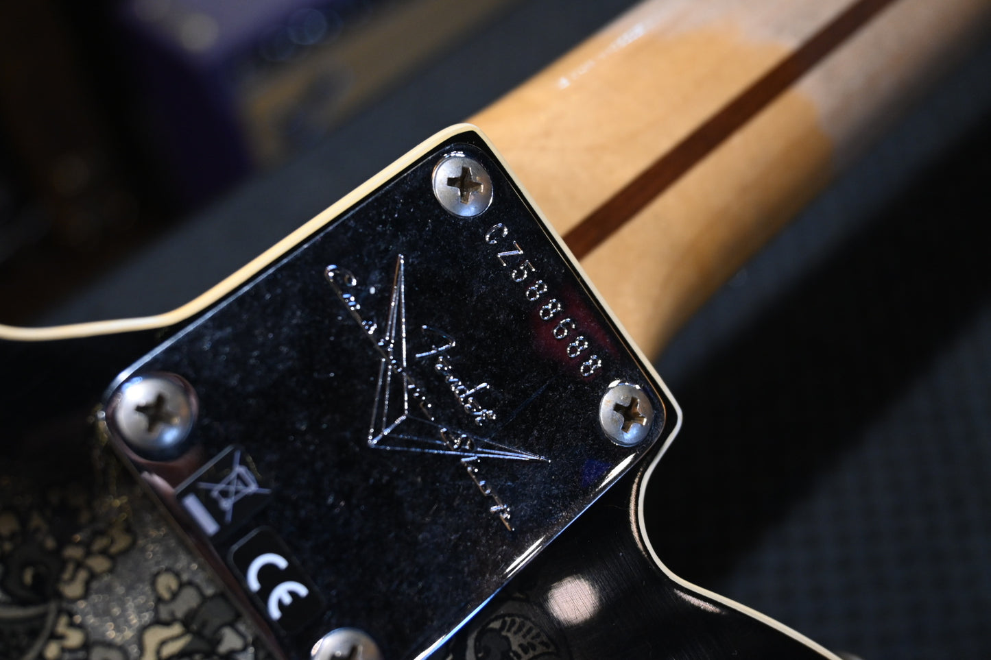 Fender Custom Shop Dual P-90s Telecaster Relic - Aged Black Paisley Guitar #8688