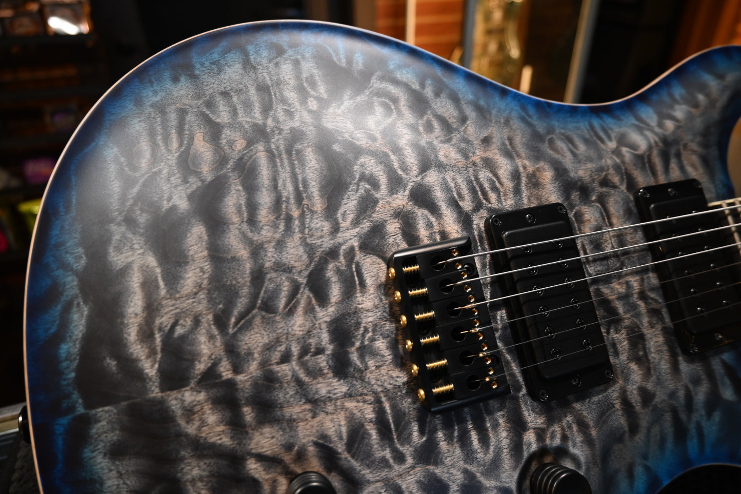 PRS Wood Library Holcomb 10-Top Quilt - Charcoal Blue Burst Satin Guitar #1495