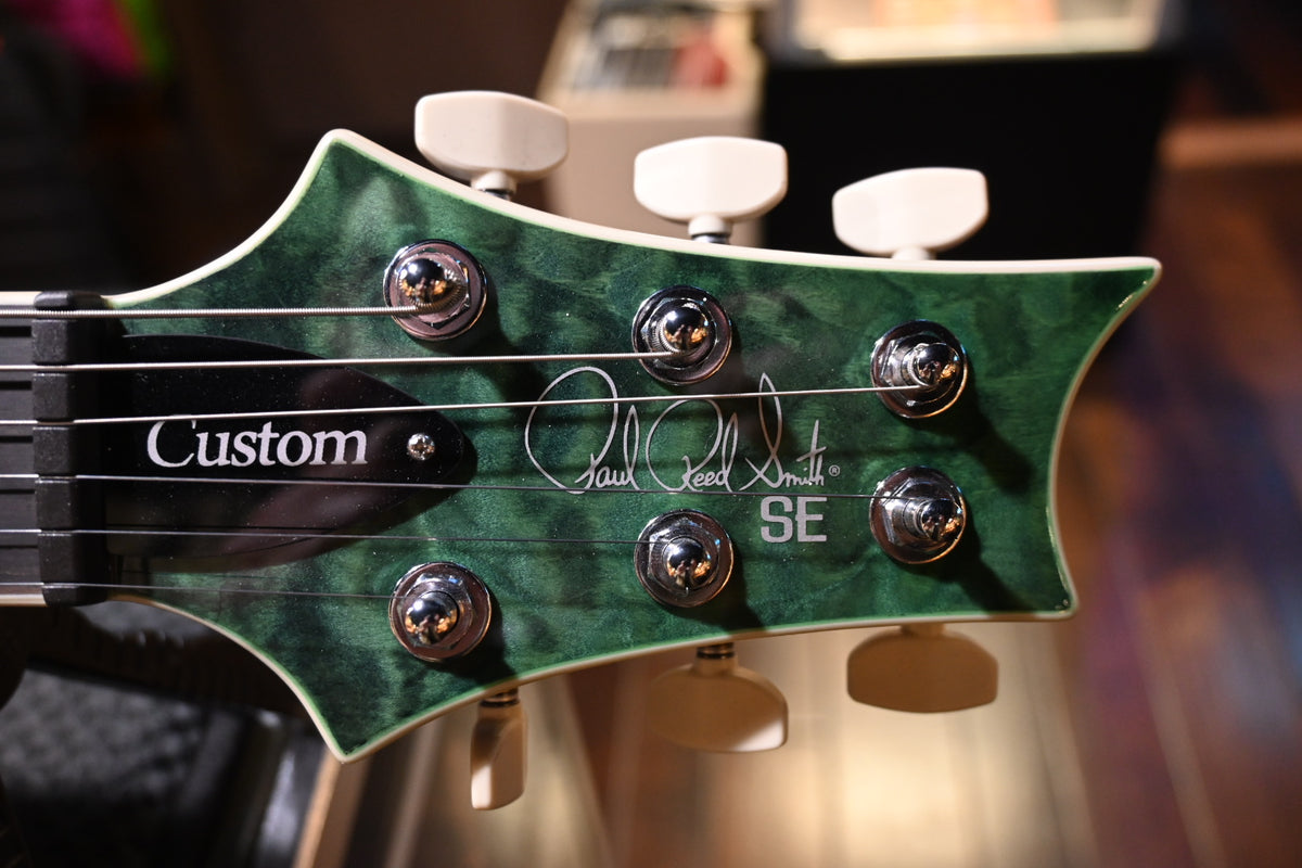 PRS SE Custom 24 Quilt - Teal Black Guitar #3352
