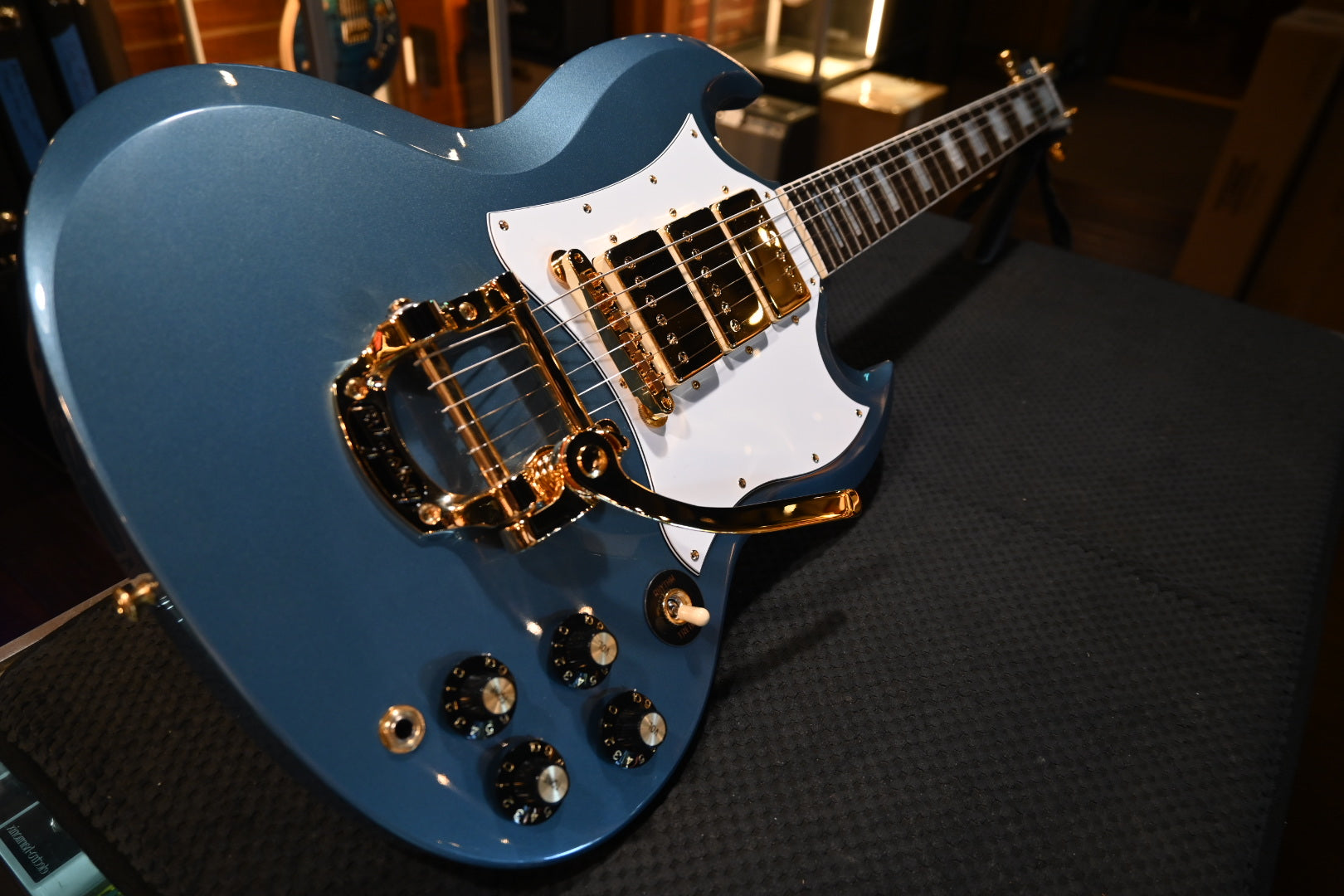 Gibson Custom Shop 1963 Les Paul SG Custom 3-Pickup Bigsby VOS “Hendrix” PSL - Pelham Blue Guitar #3063 - Danville Music