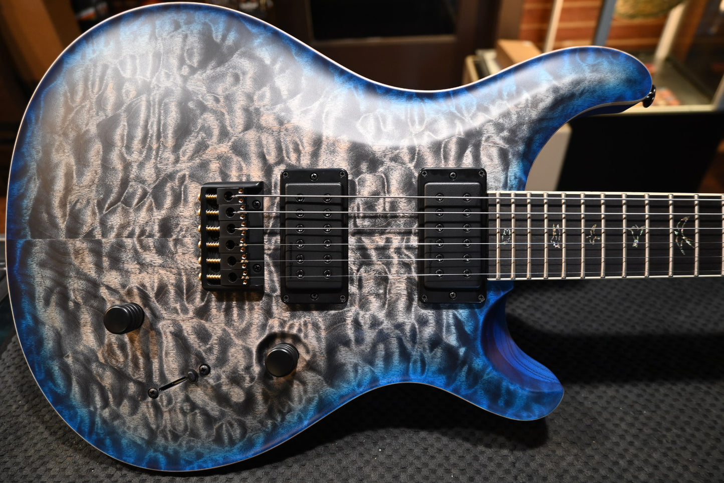 PRS Wood Library Holcomb 10-Top Quilt - Charcoal Blue Burst Satin Guitar #1495