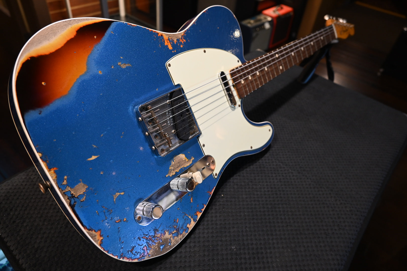 Fender Custom Shop 1960 Telecaster Relic 2021 - Aged Lake Placid Blue over 3-Tone Sunburst Guitar #5145 - Danville Music