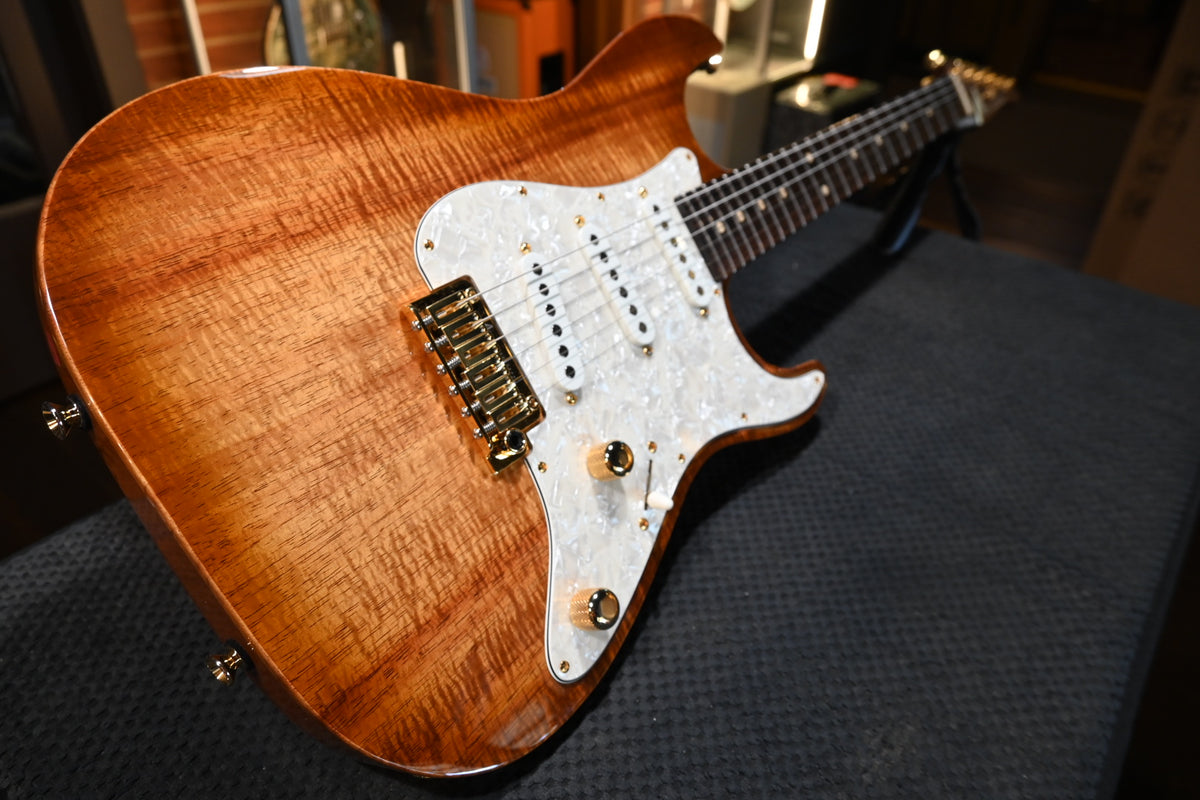 Tom Anderson Drop Top Classic Shorty Hollow Koa 2023 - Light Tobacco Shaded Edge Guitar #123A