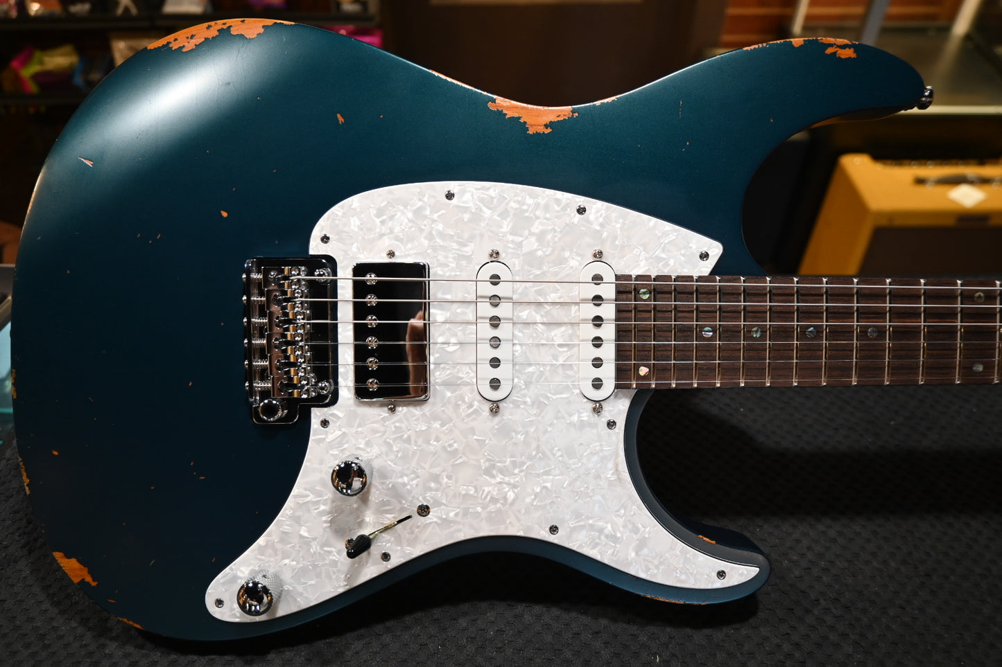 Mayones Aquila Aged V24 6 - Monolith Dark Turquoise Metallic Nitro Relic Guitar #1519 USED