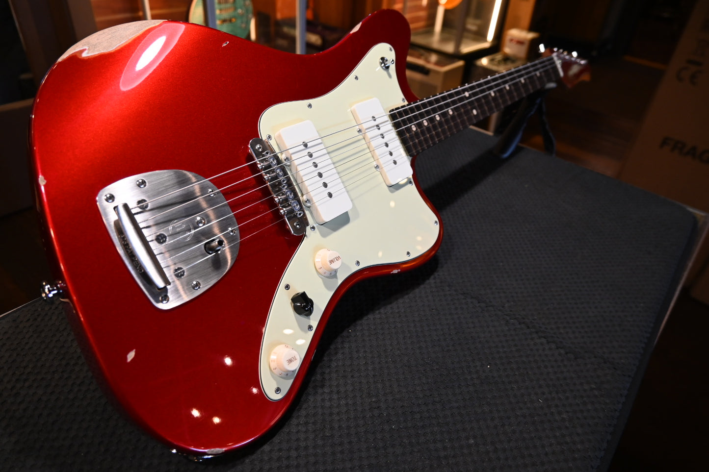 Suhr Classic JM Antique Limited Edition Mastery Bridge - Candy Apple Red Guitar #9376 - Danville Music