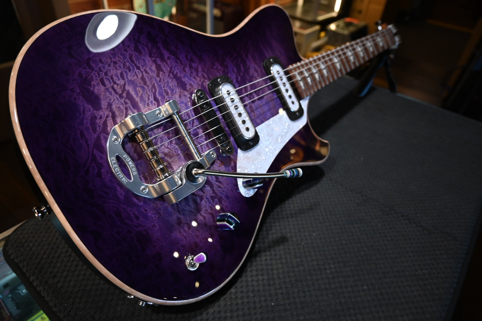 Powers Electric A-Type Select Quilt Maple PF42 CamTail - Ube Burst Guitar #B408 - Danville Music