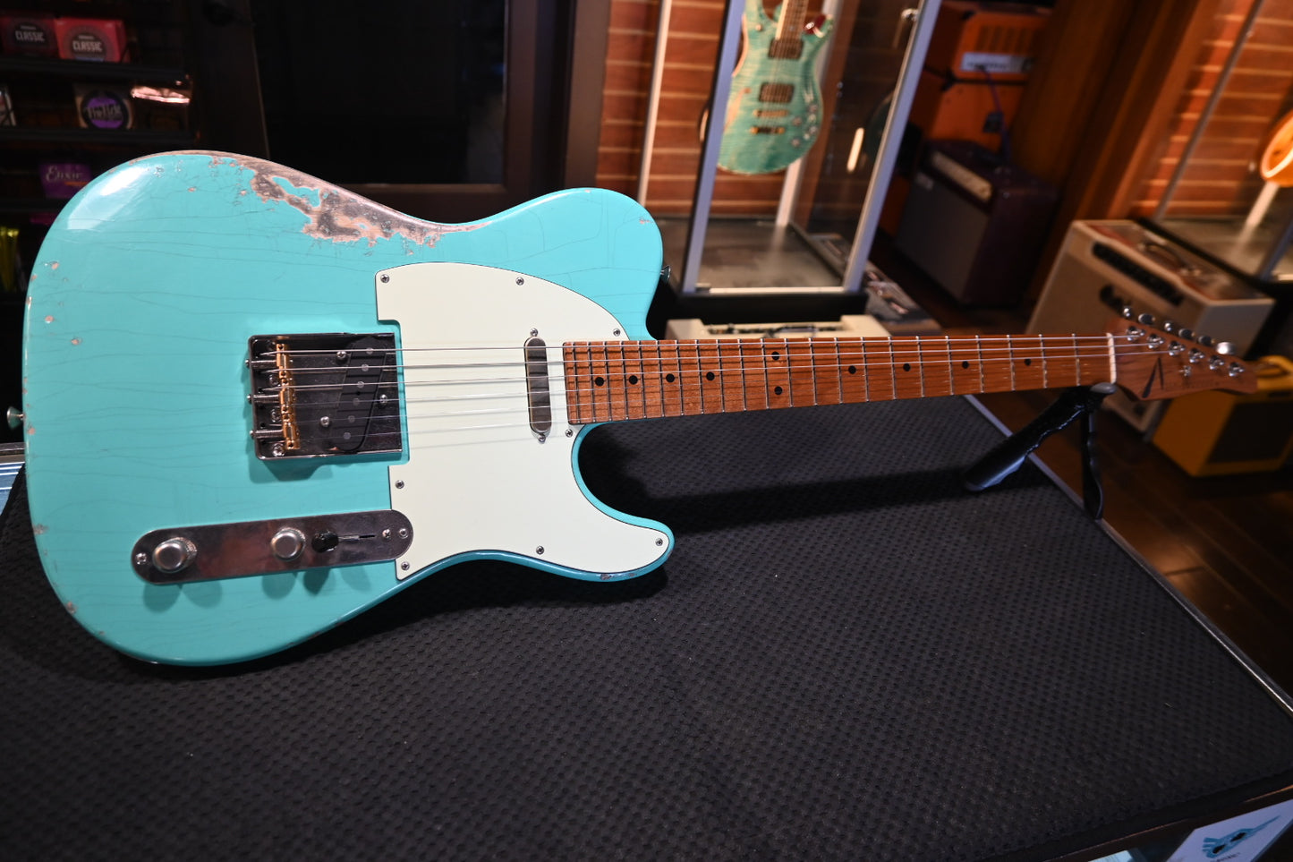 Tom Anderson T Icon In-Distress - Seafoam Green Guitar #725N - Danville Music