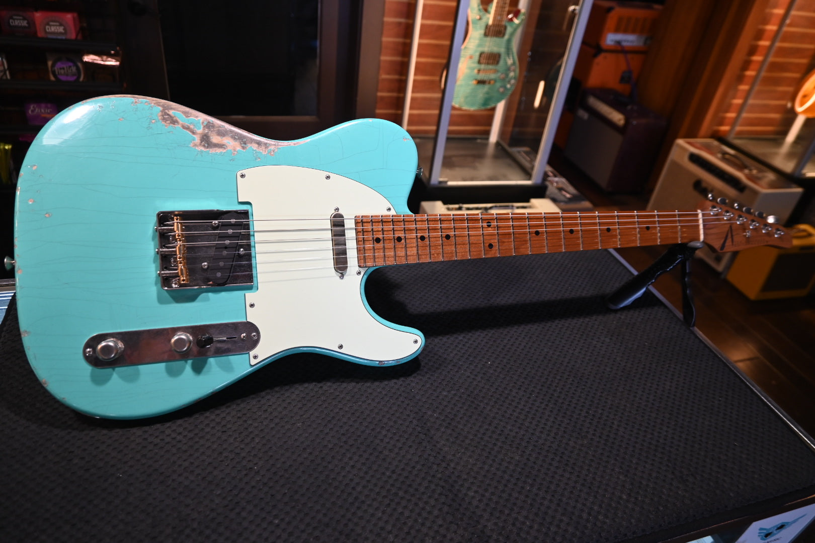 Tom Anderson T Icon In-Distress - Seafoam Green Guitar #725N - Danville Music