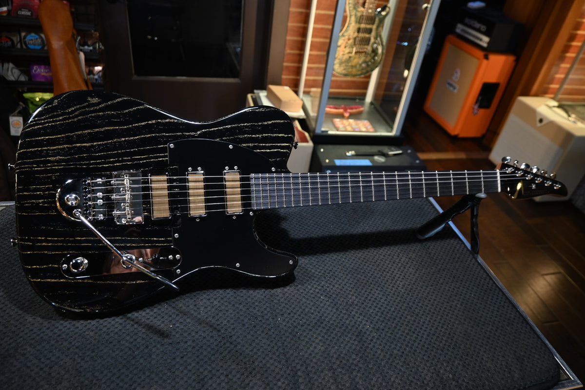 Tom Anderson Guitarworks T Classic - Black with Gold Doghair Guitar #526P