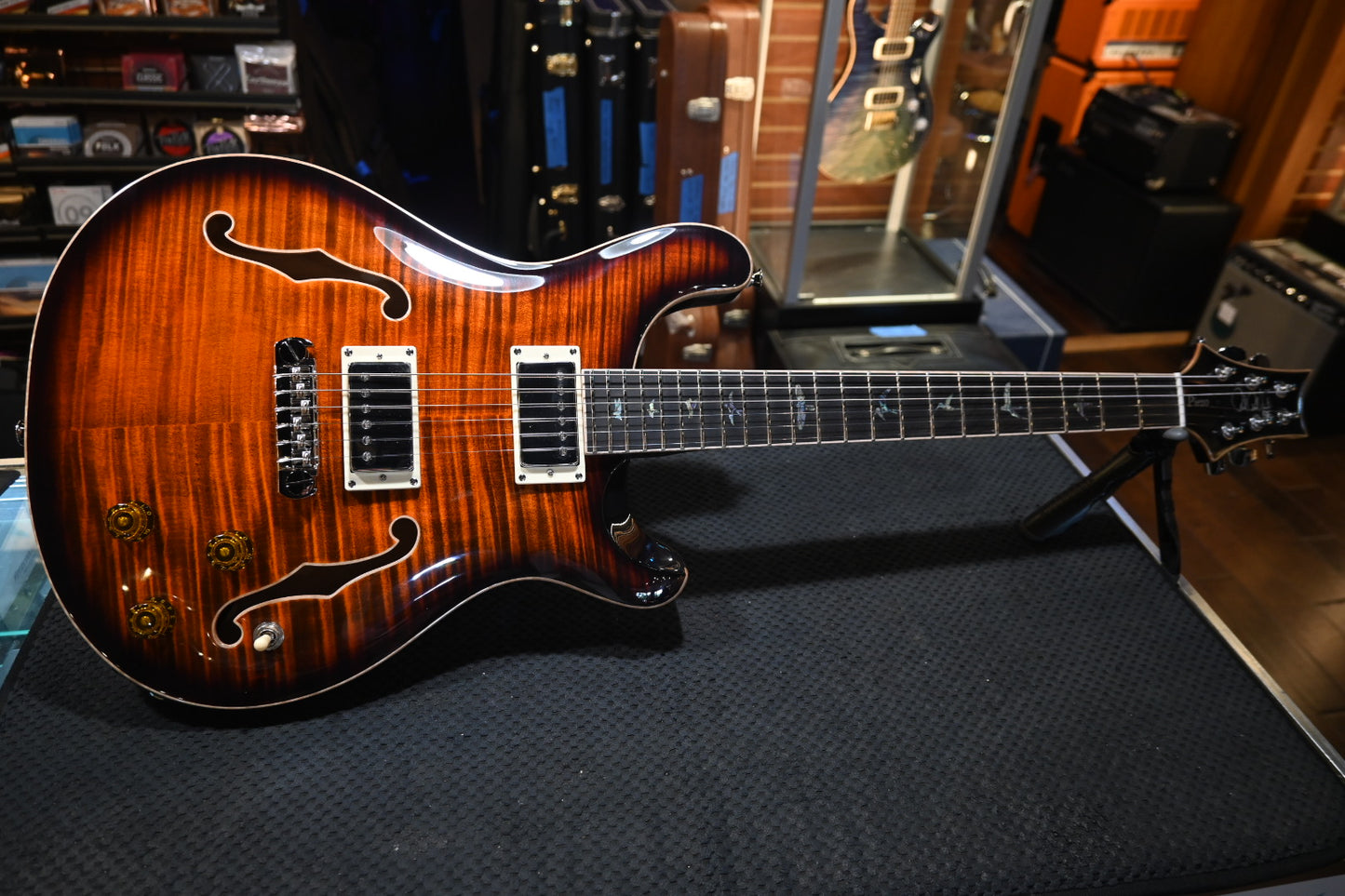 PRS SE Hollowbody II Piezo - Orange Tiger Smokeburst Guitar #5744 - Danville Music