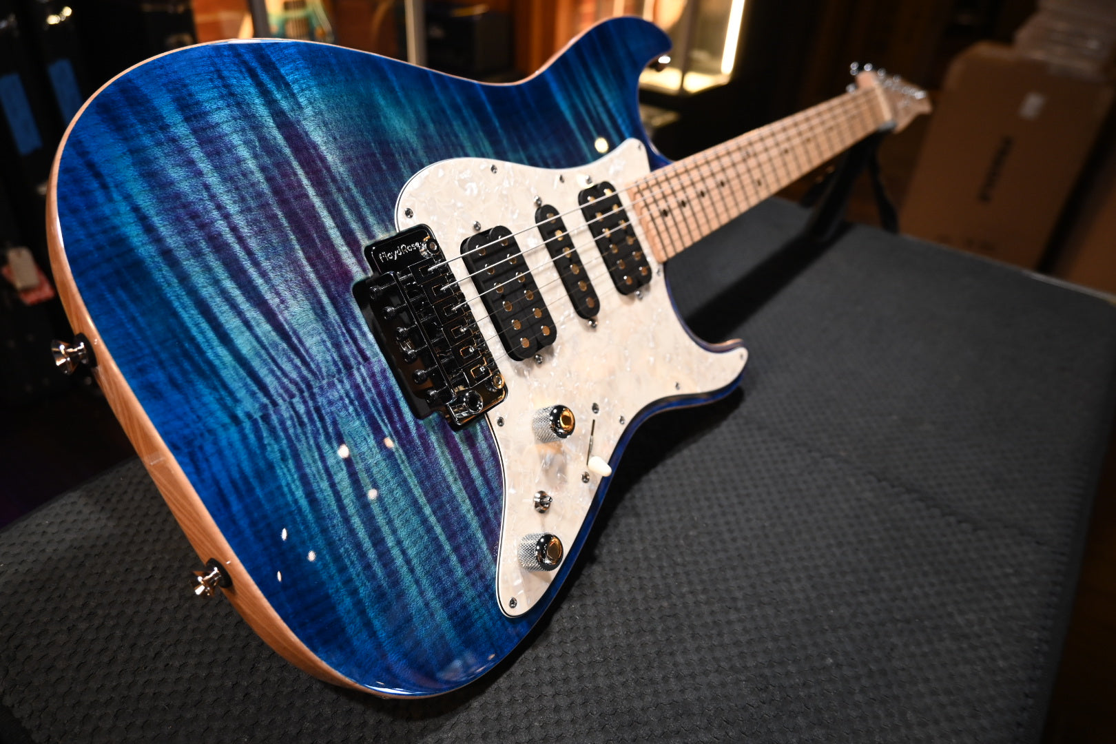 Tom Anderson Drop Top Classic - Ultraviolet Blue with Blue Edge Burst Guitar #425A - Danville Music