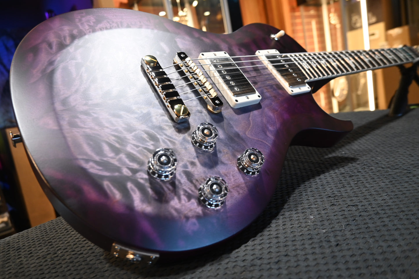 PRS Wood Library S2 McCarty SC 594 Single-Cut Angel Step Quilt - Faded Gray Black Purple Burst Satin Guitar #0266