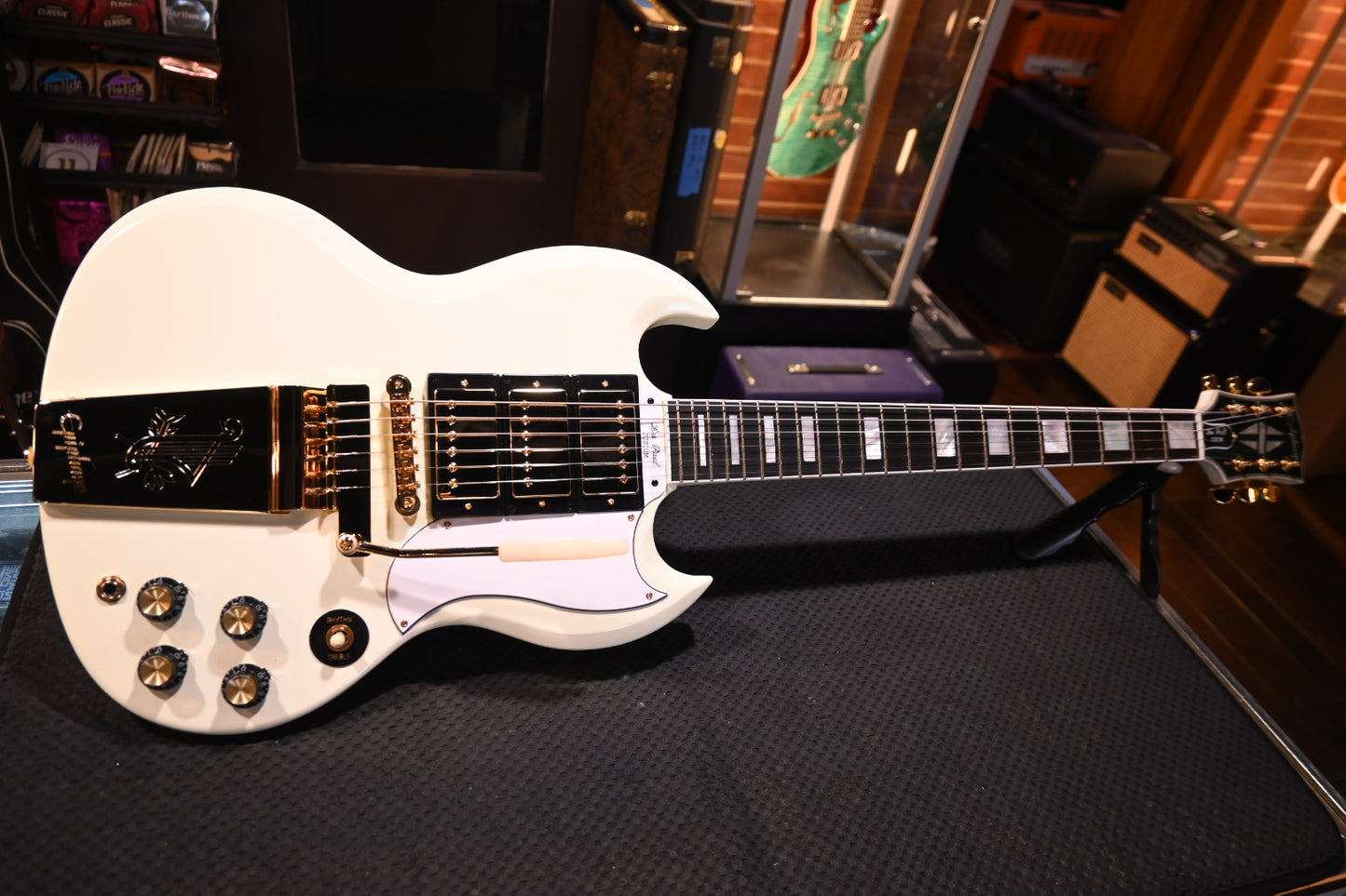 Epiphone 1963 Les Paul SG Custom with Maestro Vibrola - Classic White Guitar #5154 - Danville Music