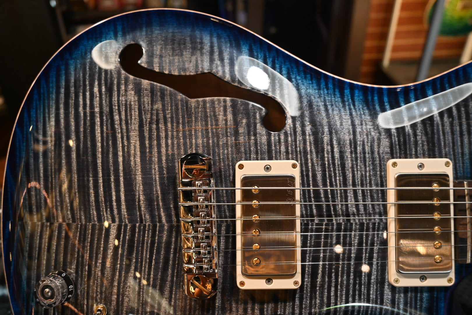 PRS Wood Library Hollowbody II Piezo 10-Top Rosewood Neck Charcoal Blue  Burst Guitar 0930 | Danville Music