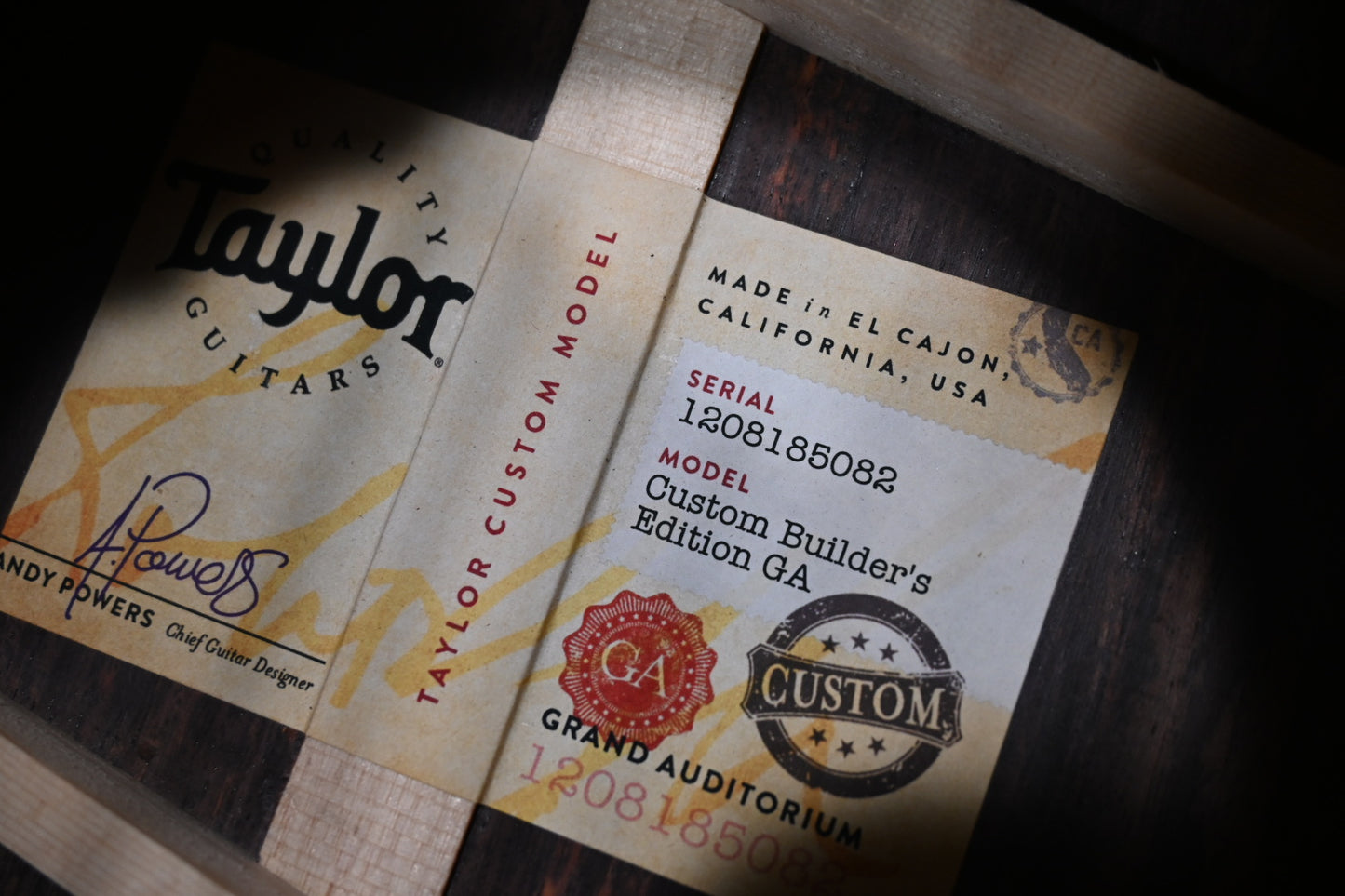 Taylor Custom GA Builder’s Edition Torrefied Spruce/Rosewood - Chroma Algae Guitar #5082 - Danville Music