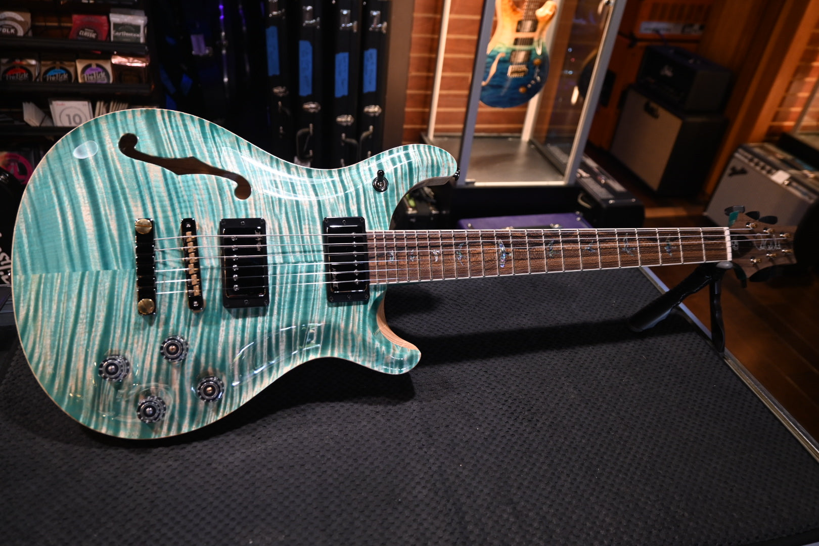 PRS Wood Library McCarty 594 Semi-Hollow Danville Music 35th Anniversary Artist Top - Bahamian Blue Guitar #8200 - Danville Music
