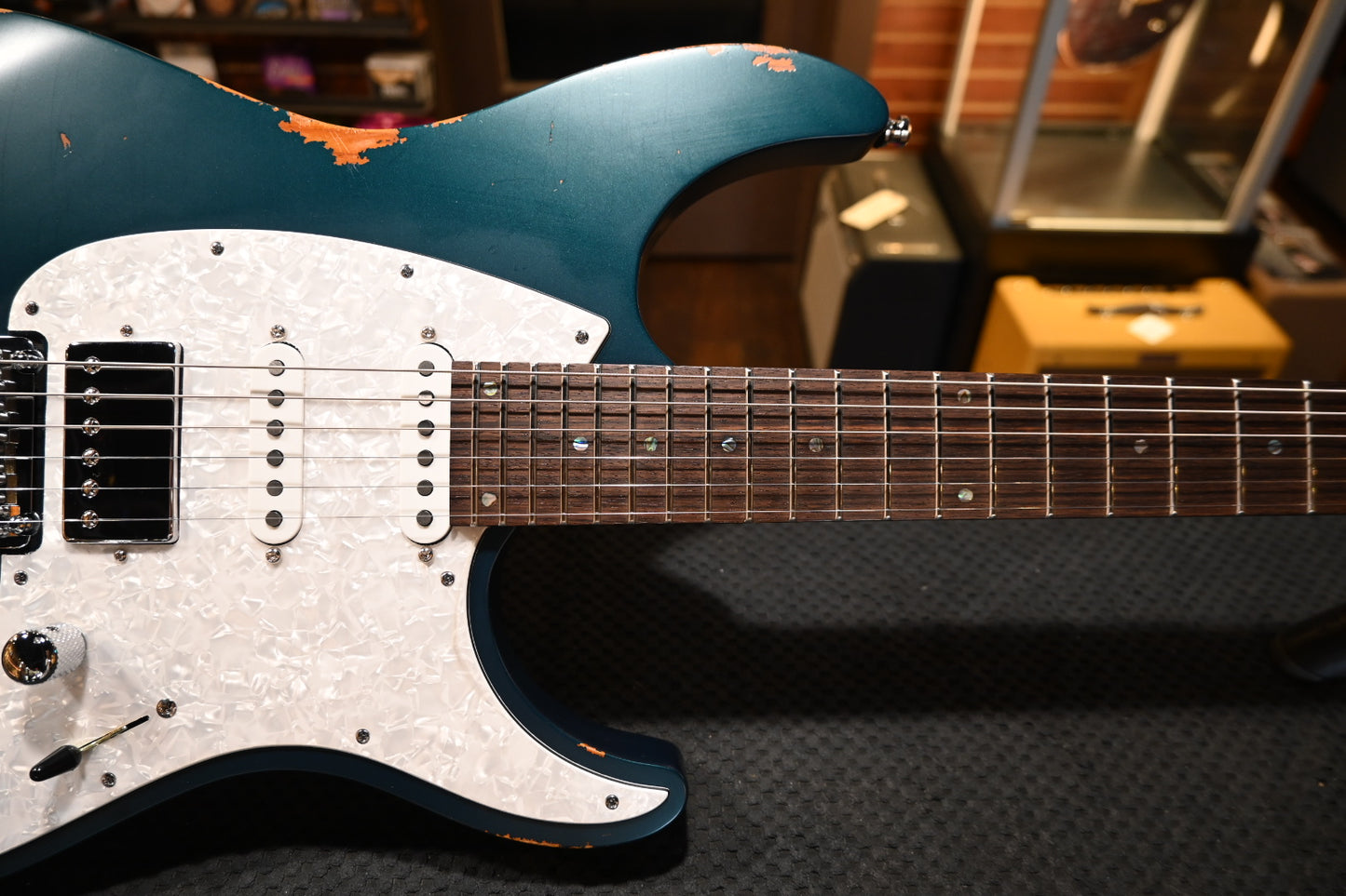 Mayones Aquila Aged V24 6 - Monolith Dark Turquoise Metallic Nitro Relic Guitar #1519 USED
