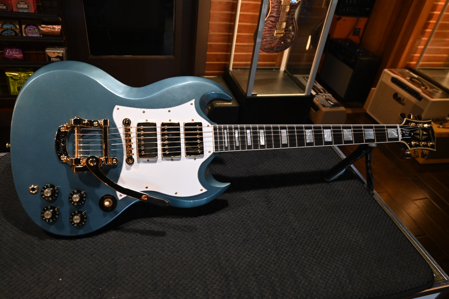 Gibson Custom Shop 1963 Les Paul SG Custom 3-Pickup Bigsby VOS “Hendrix” PSL - Pelham Blue Guitar #4363