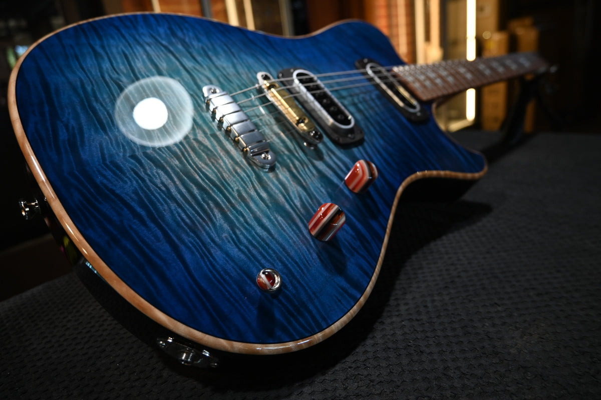 Powers Electric A-Type Select Quilt Maple PF42 Hard Tail - Aegean Burst Guitar #B555