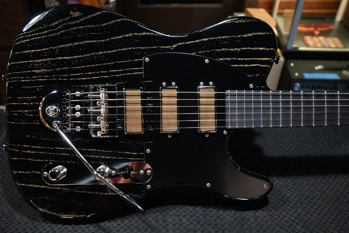 Tom Anderson Guitarworks T Classic - Black with Gold Doghair Guitar #526P