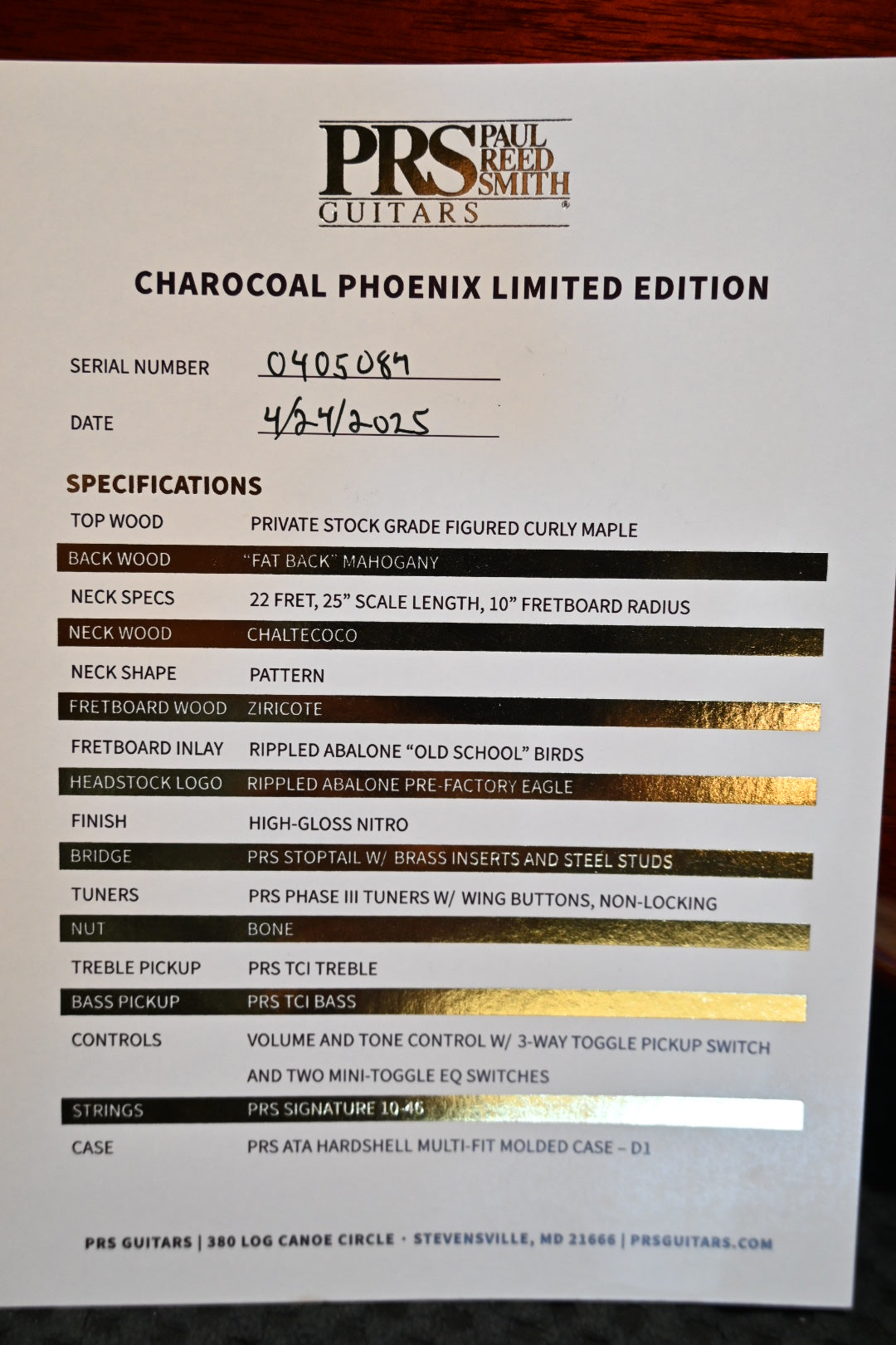 PRS 40th Anniversary Charcoal Phoenix Limited Edition - Charcoal Phoenix Guitar #5084