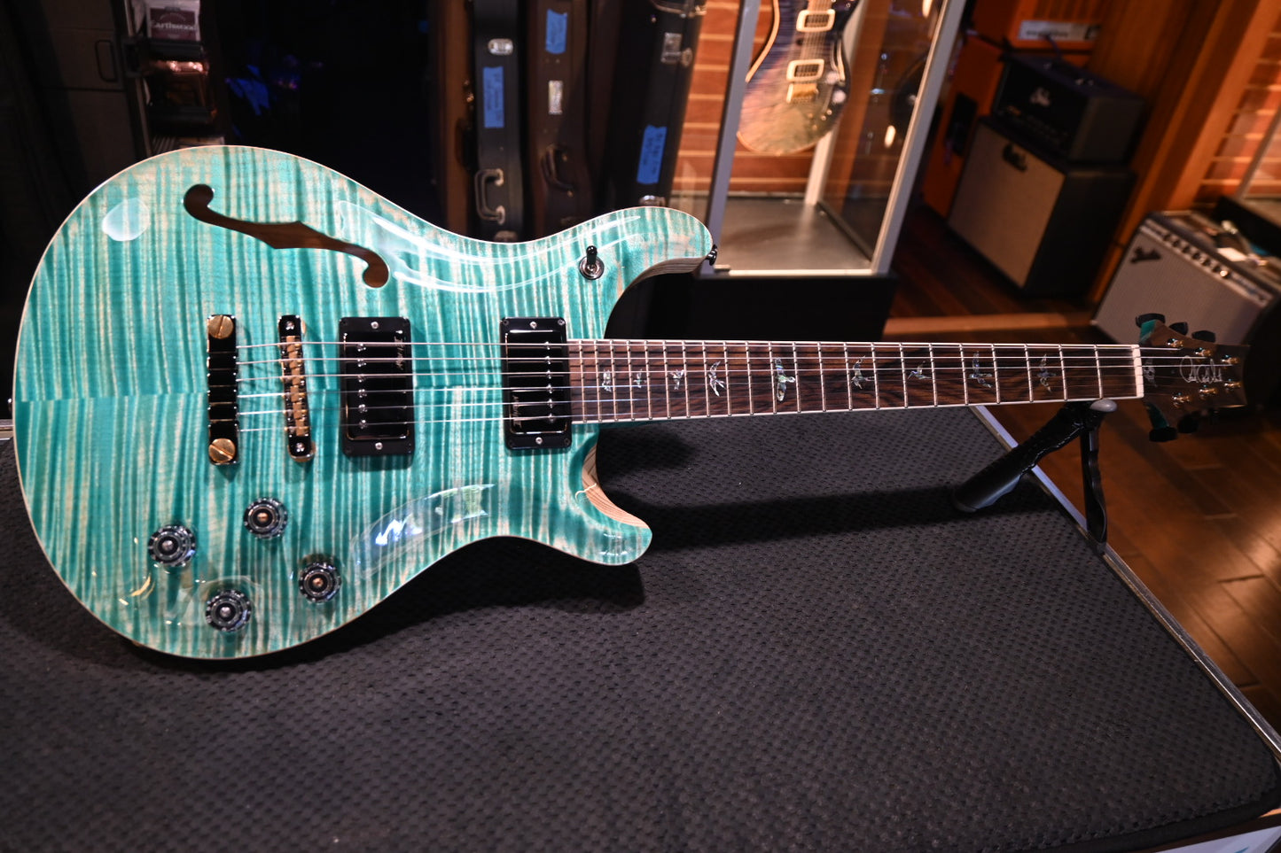 PRS Wood Library McCarty 594 Semi-Hollow Danville Music 35th Anniversary Artist Top - Bahamian Blue Guitar #8195