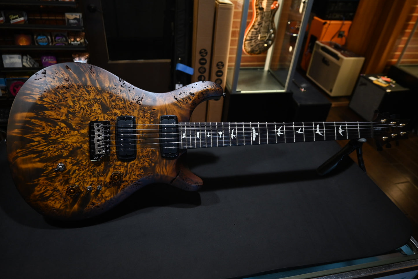 PRS Wood Library S2 Custom 24-08 Poplar Burl Limited Edition - Black Gold Burst Guitar #8783
