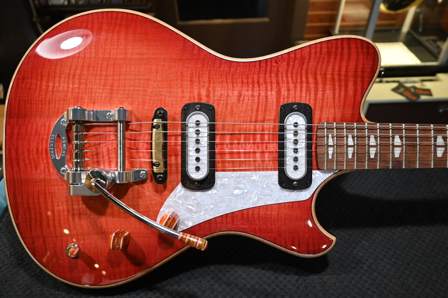 Powers Electric A-Type Select Maple PF42 CamTail - Cosmo Red Guitar #B426 - Danville Music