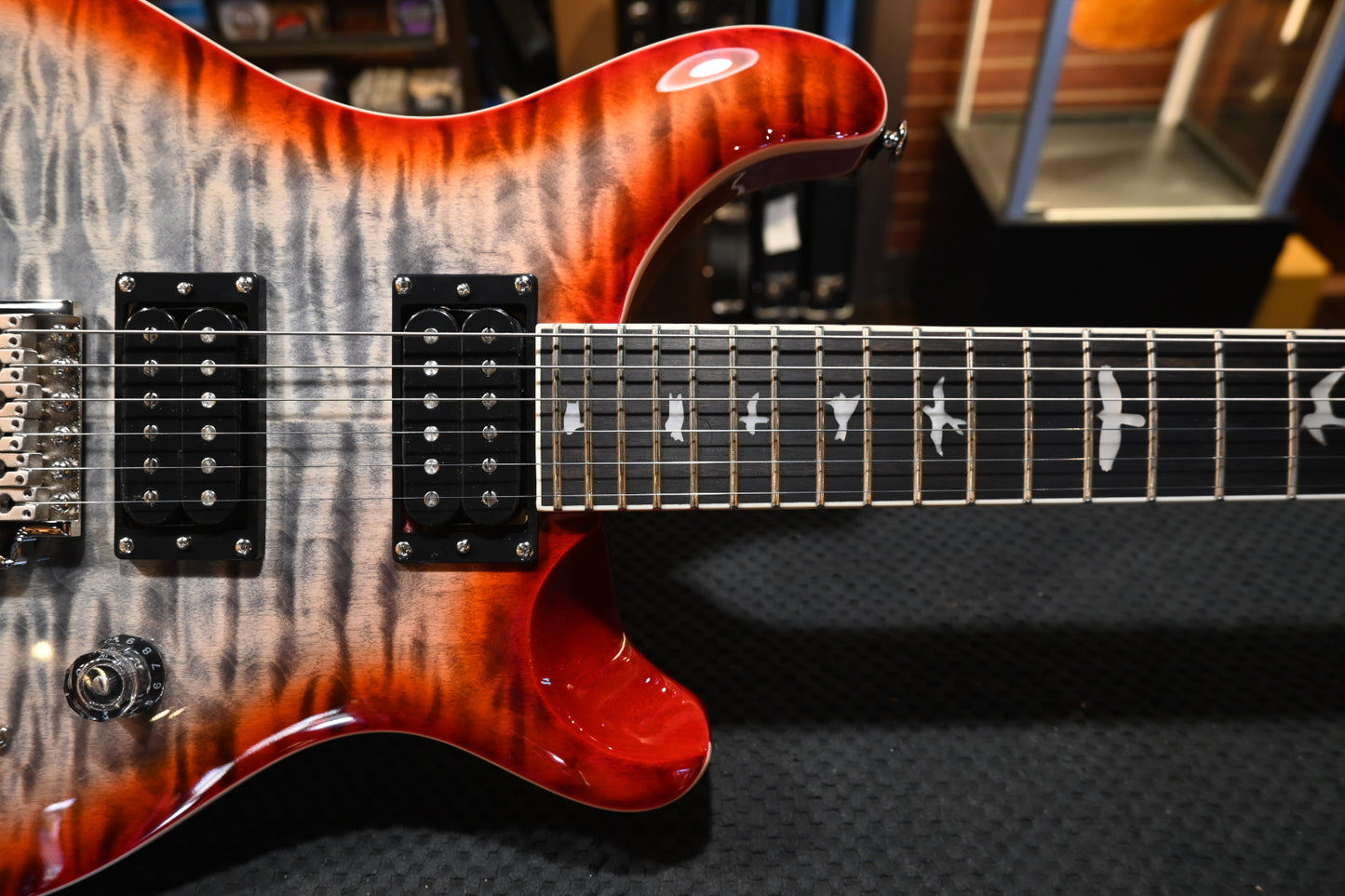 PRS SE Custom 24-08 Quilt - Charcoal Cherry Burst Guitar #2477